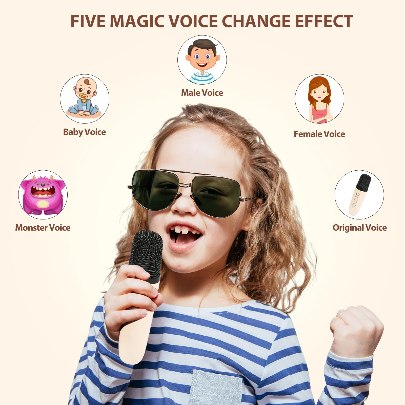 Fede Karaoke Machine For Kids Adults, Mini Karaoke Machine With Wireless Microphone, Portable Bluetooth Speaker With Voice Chang