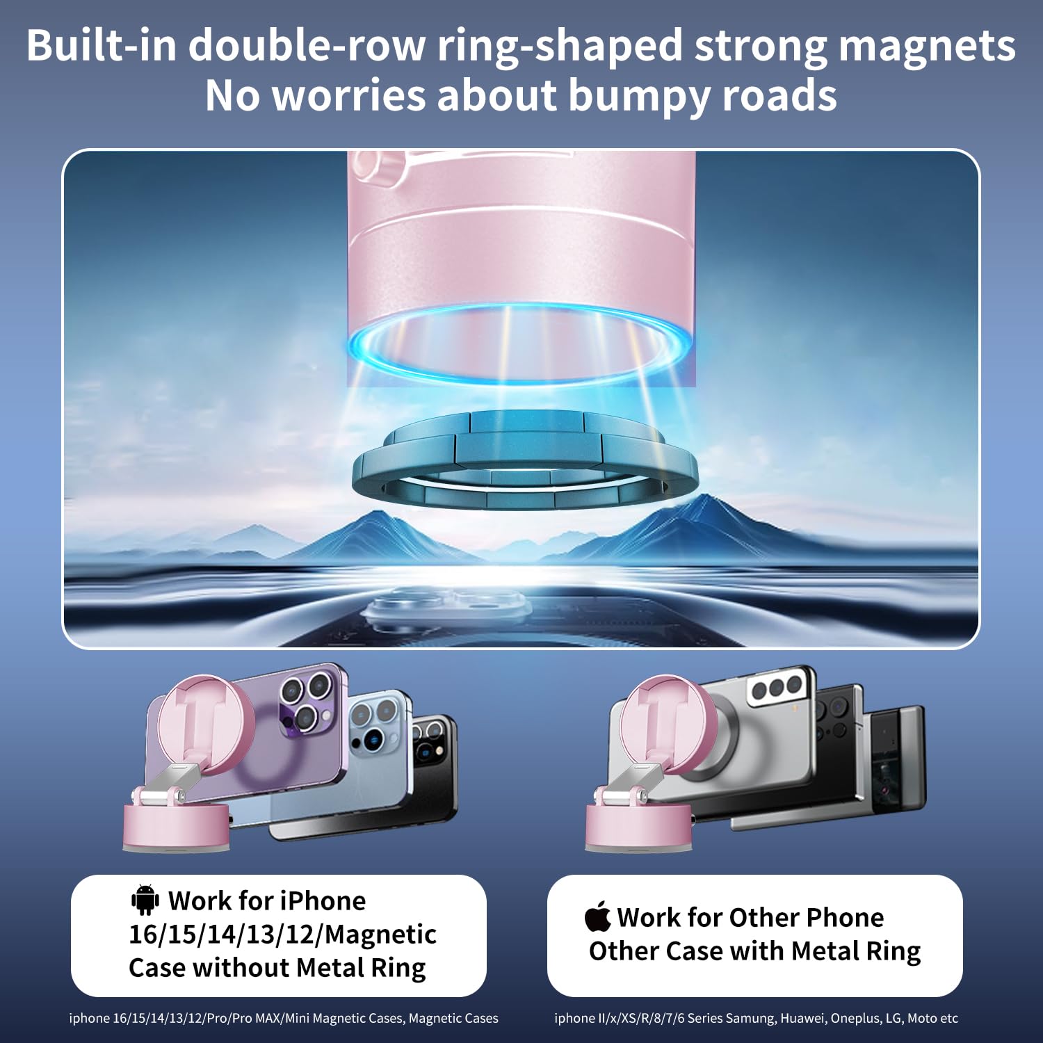 Magnetic Phone Holder For Car Mount,Vacuum Magnetic Suction Car Accessories For Women Men Iphone 16 Pro Max 15 14 13 12 Plus Sam