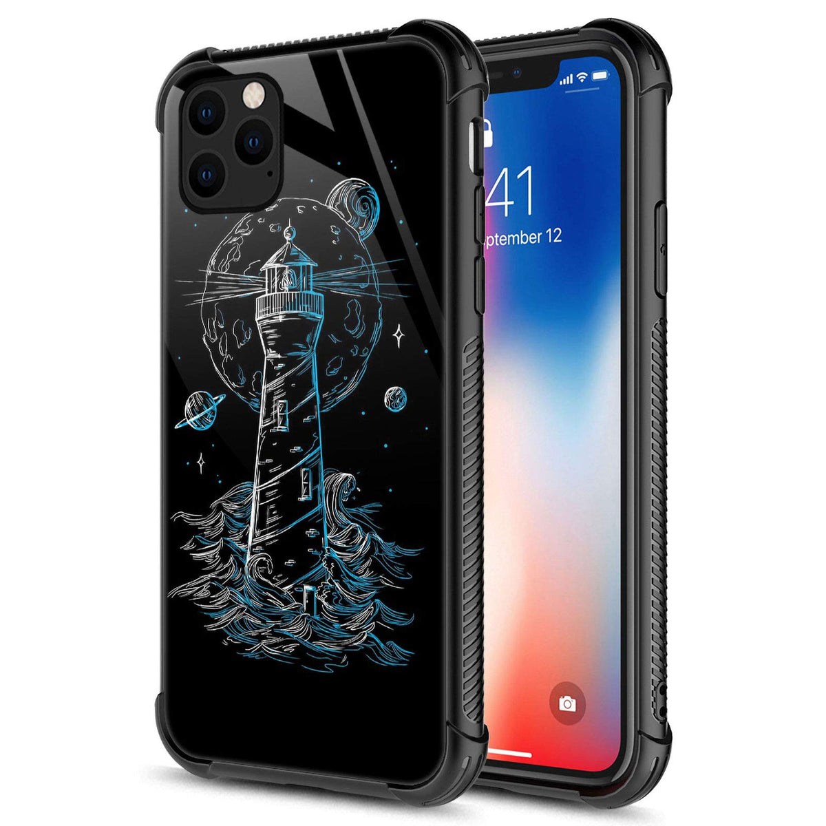 Carloca Compatible With Iphone 12 Pro Max Case,Cosmic Space Lighthouse Iphone 12 Pro Max Cases For Girls,Graphic Design Shockpro