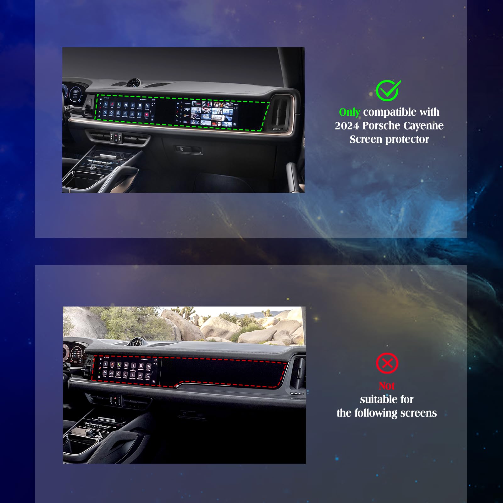 2024 Cayenne Coupe Screen Protector For 2024 Cayenne Coupe 12.3Inch Dashborad & 10.9Inch Display Navigation 2024 Cayenne Touchsc