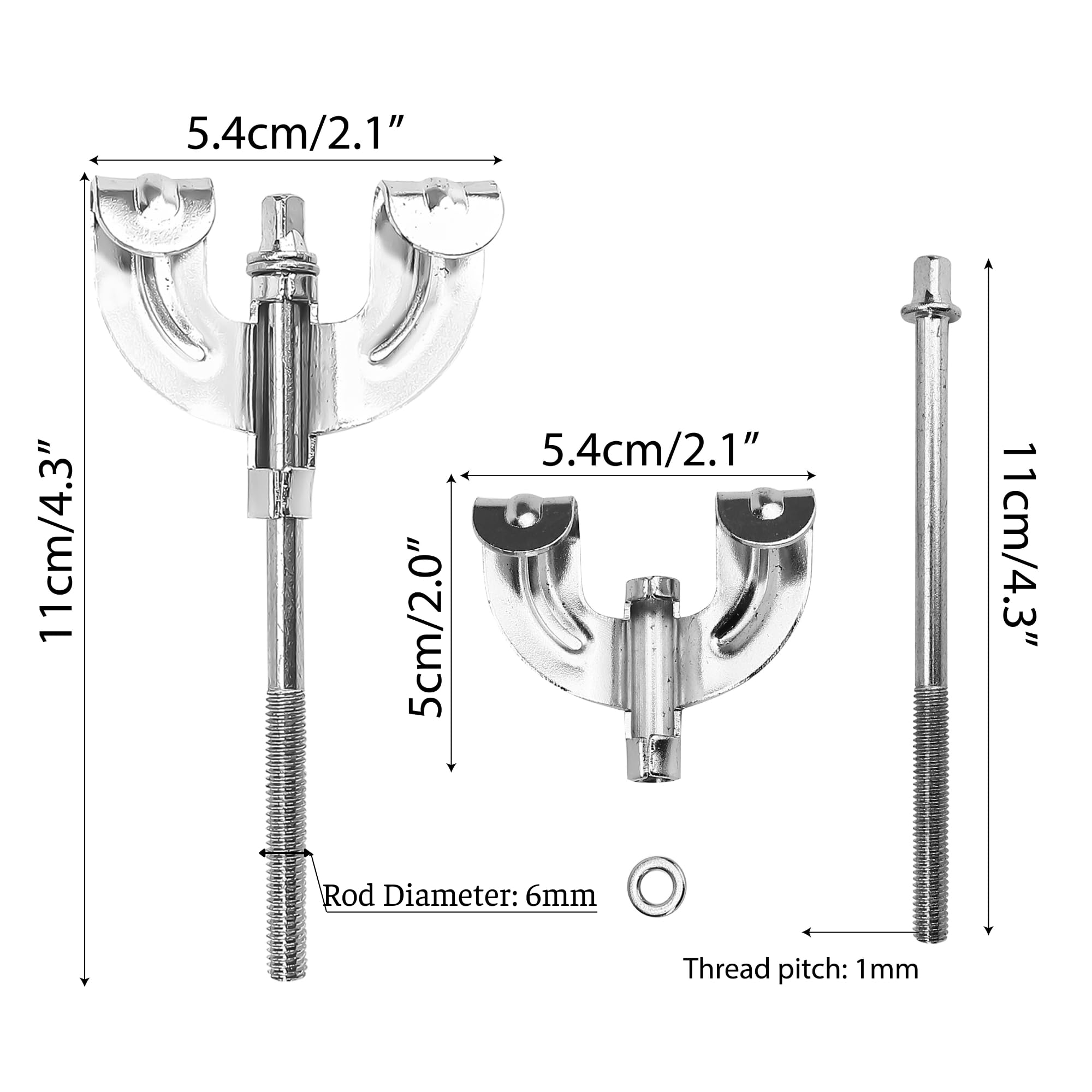 8-Pack Chrome Bass Drum Claws And Tension Rods Set, Percussion Instrument Accessories Part Replacement For Drum Hardware Hook Sc