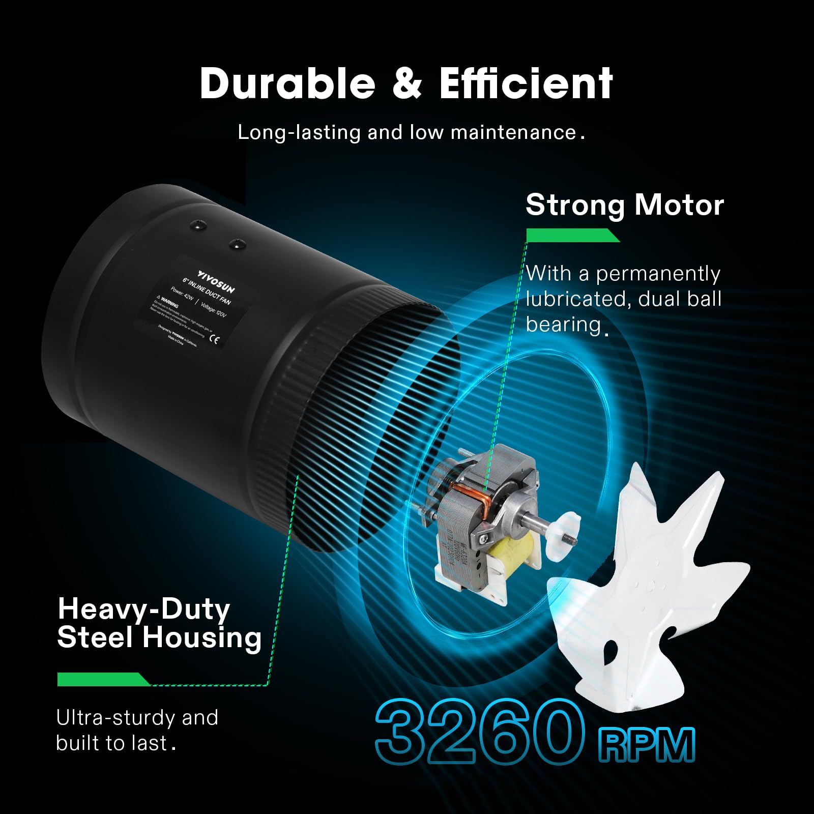 Vivosun Inline Booster Duct Fan 6240 Cfm, Hvac Exhaust Ventilation Fan With Low Noise For Basements, Bathrooms, Kitchens, Attics