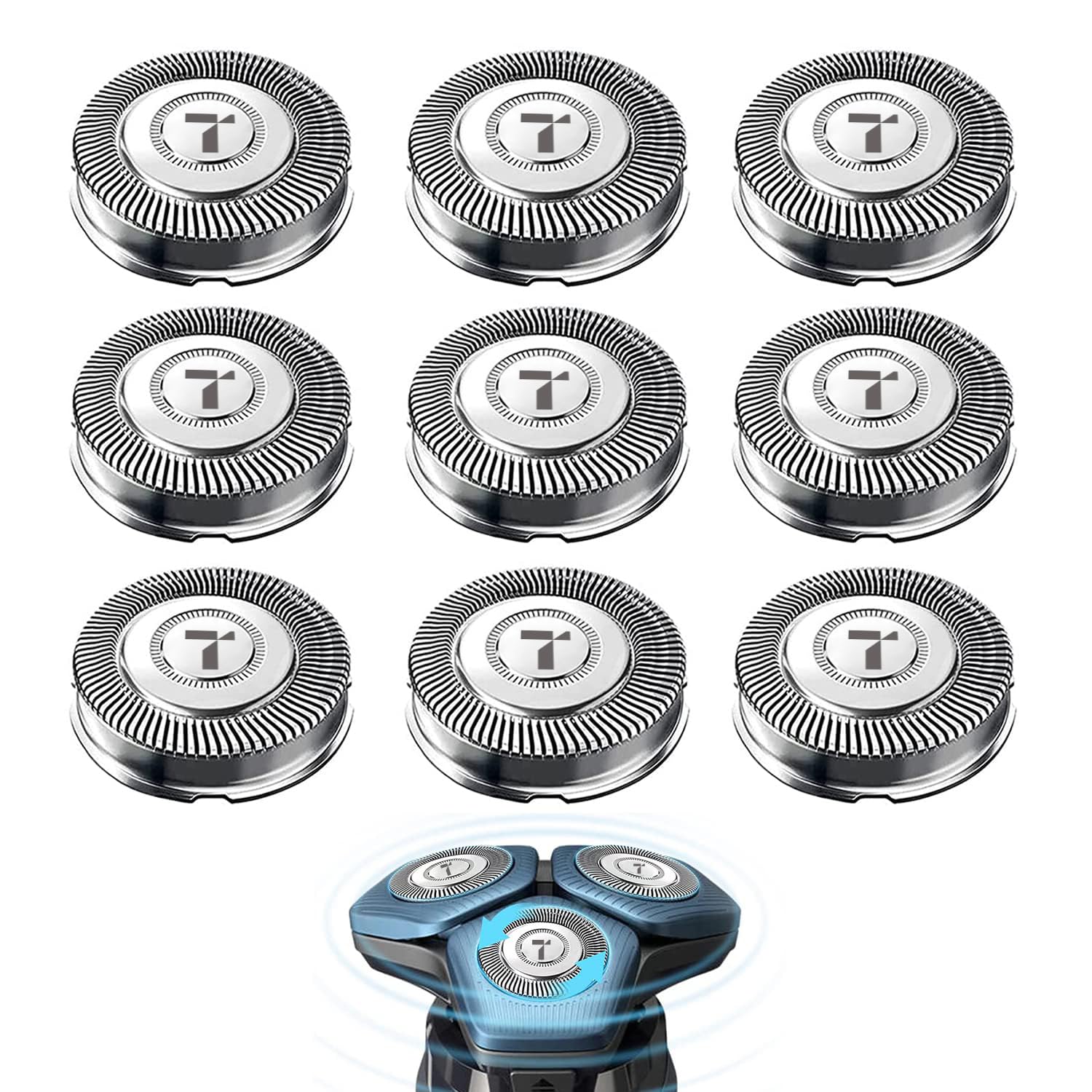 Sh70 Replacement Heads For Replacement Heads 7000 Series, 7500 S7370 S7371 S7720 And Shaver Sw7700 ,New Blades(9 Pack)