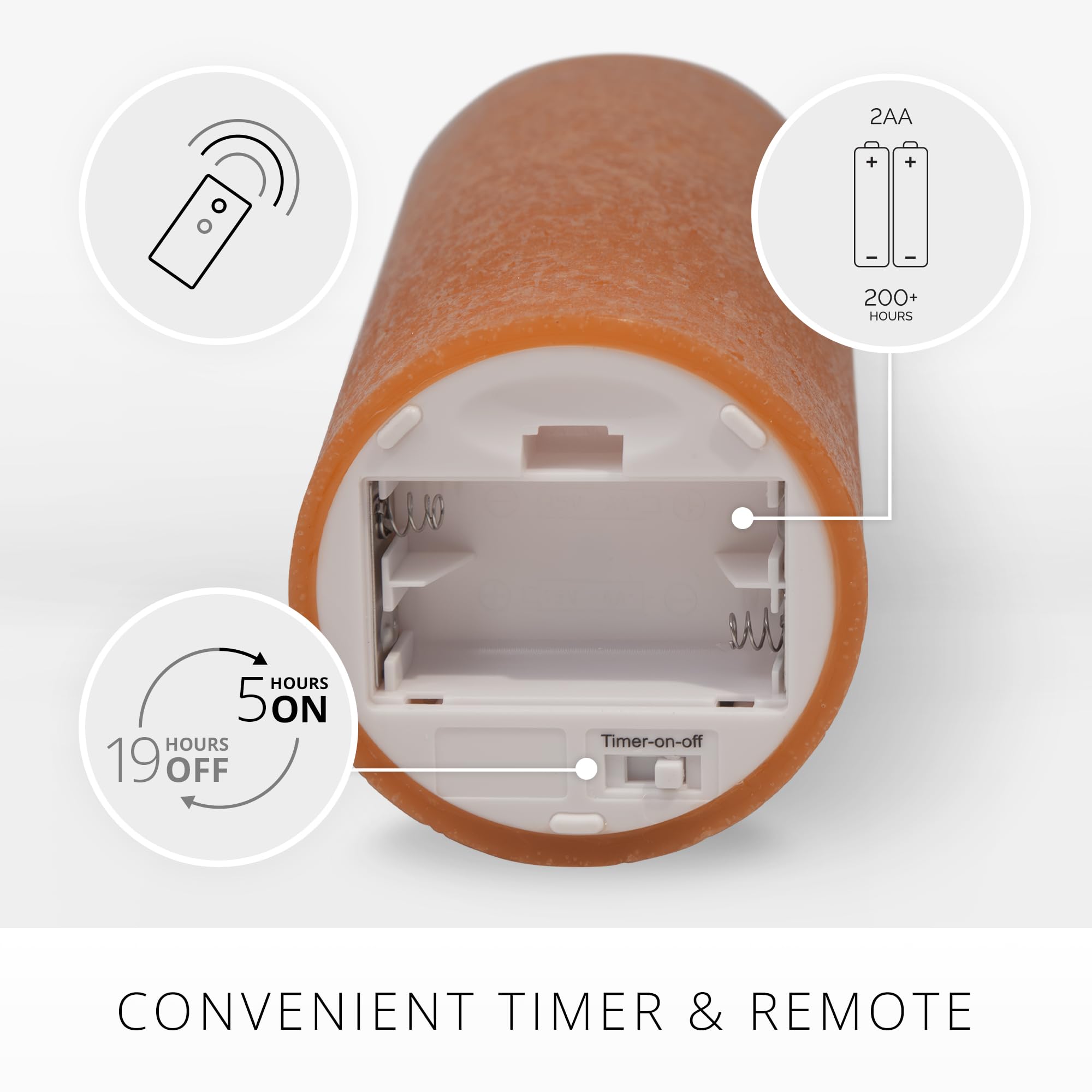 Luminara Sea Glass Flameless Candle, Harvest Pumpkin 3'' X 6.5'', Moving Led Flame Pillar With Timer, Battery Operated, Real Wax