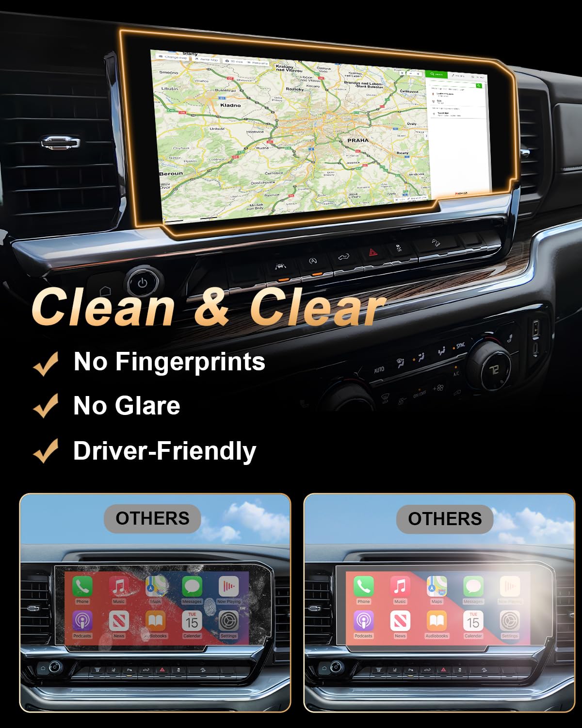 Ecozen Screen Protector 2 Pcs Compatible With 2022 2024 Chevy Silverado 1500 & Gmc Sierra 1500, Nano Film Navigation Screen Prot