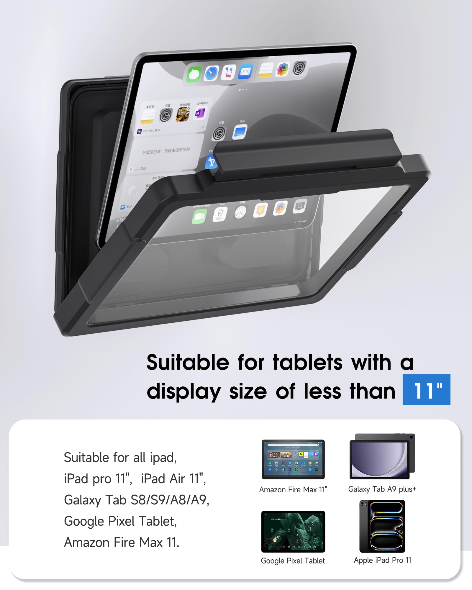 Mistriddle Shower Ipad Holder Waterproof With 480 Rotation Retractable Adjustable, Wall Mount Up To 11'', Shower Tablet Holder F