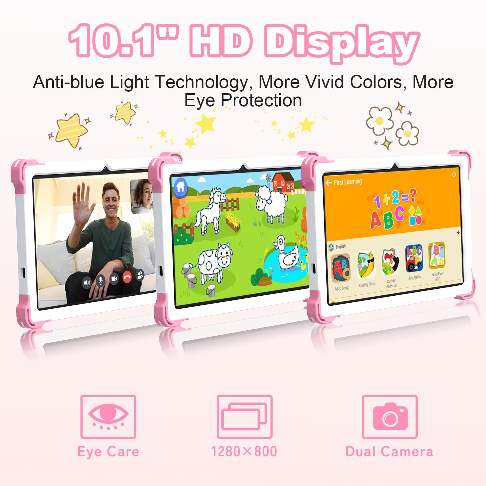 Yatiom Kids Tablet 10 Inch Android 14 Tablet For Kids Octa Core 10+64Gb Gms Certified Learning Tablet With Wifi 6, Bluetooth 5.2