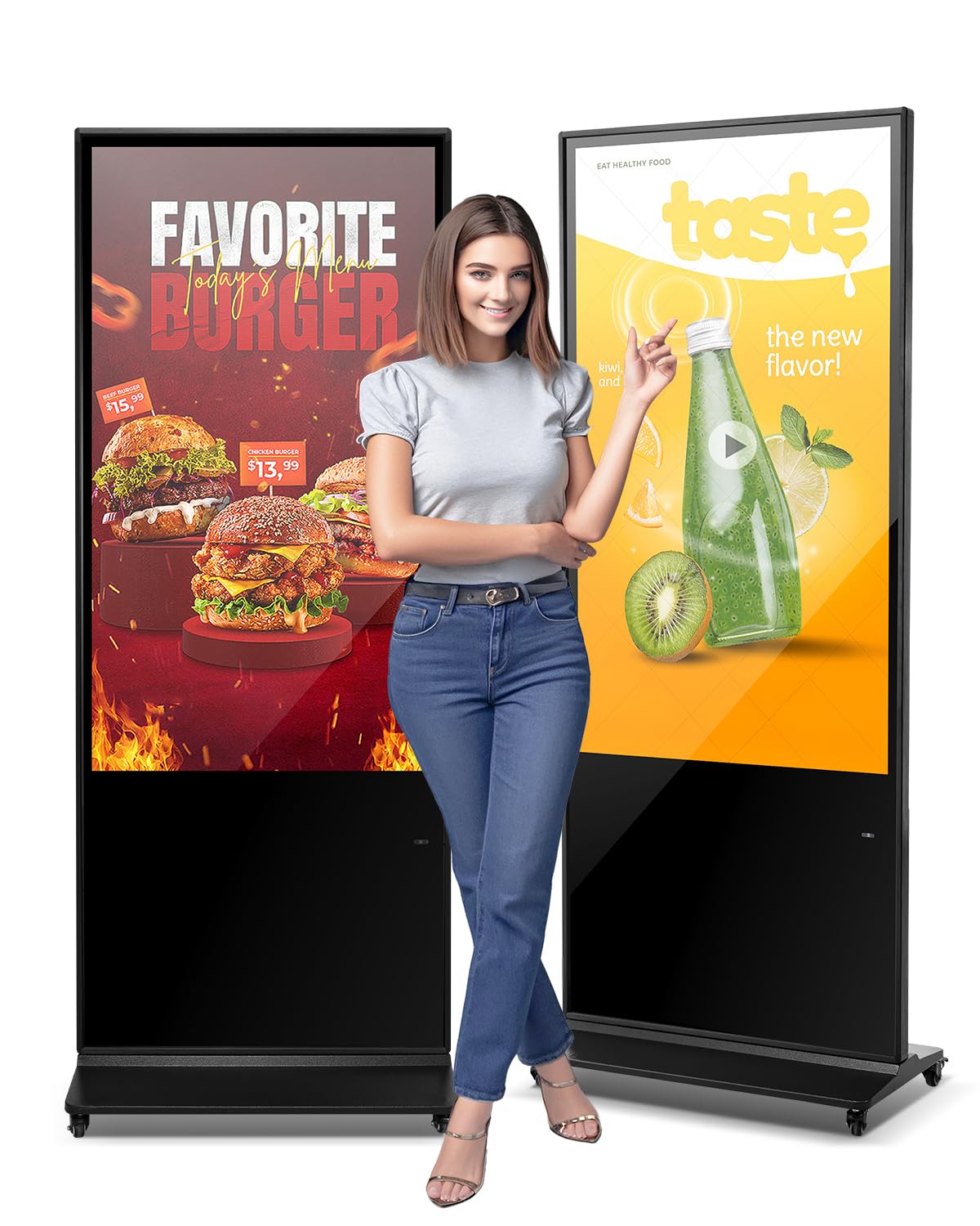 VEVOR 55 Inch Digital Signage Display, Touchscreen Digital Kiosk, Indoor Floor Standing Kiosk Display, 4K UHD LCD Screen, 2GB RA