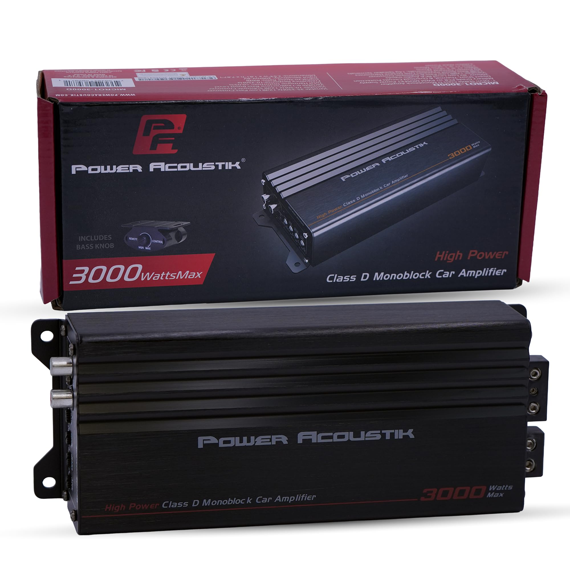 Power Acoustik MICRO1-3000D 3,000W Class D Monoblock Amplifier - Compact Car Amp for Subwoofers Designed for Controlled Power | 
