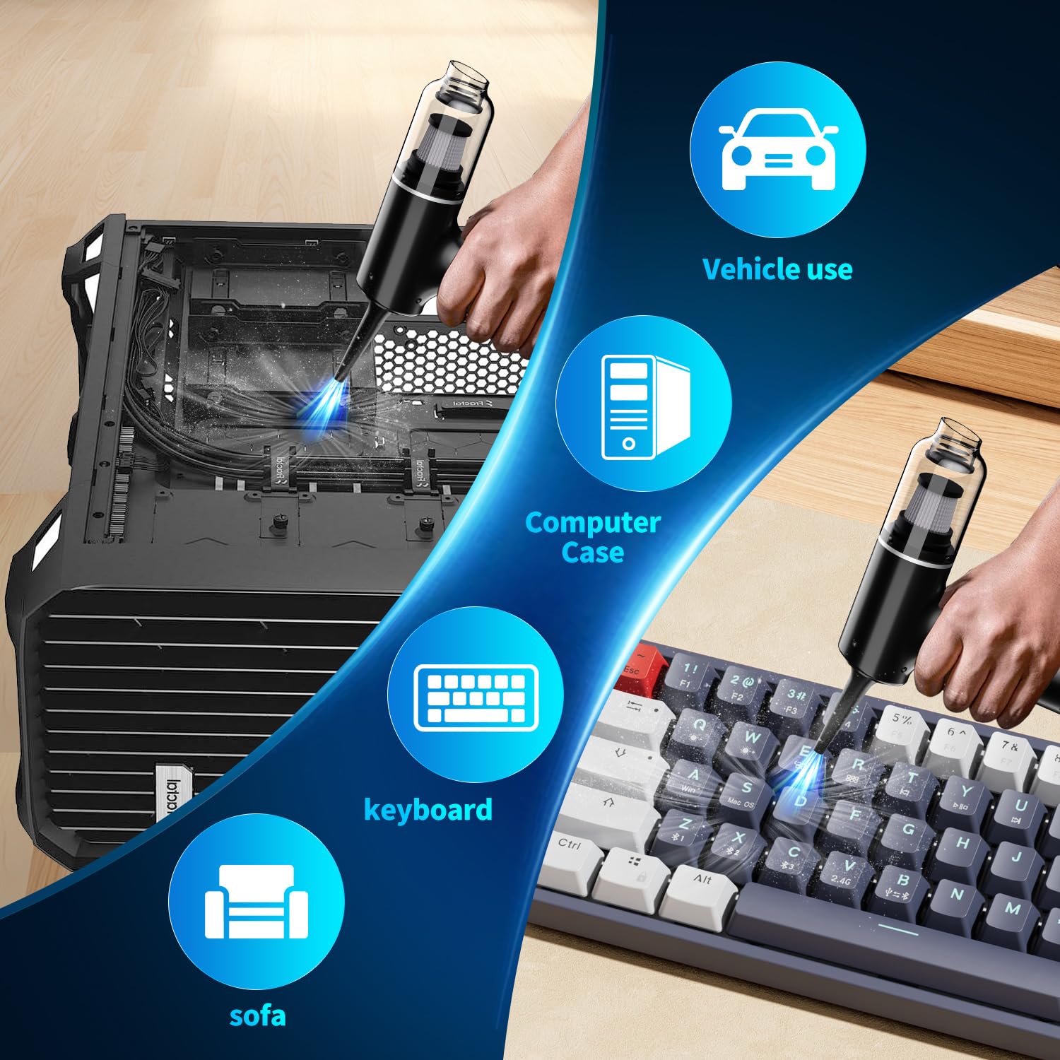 Sallbris Car And Home Vacuum Cleaner,4-In-1 High Power 12000Pa Portable Car Vacuum Cleaner-Rechargeable Cordless Handheld Vacuum