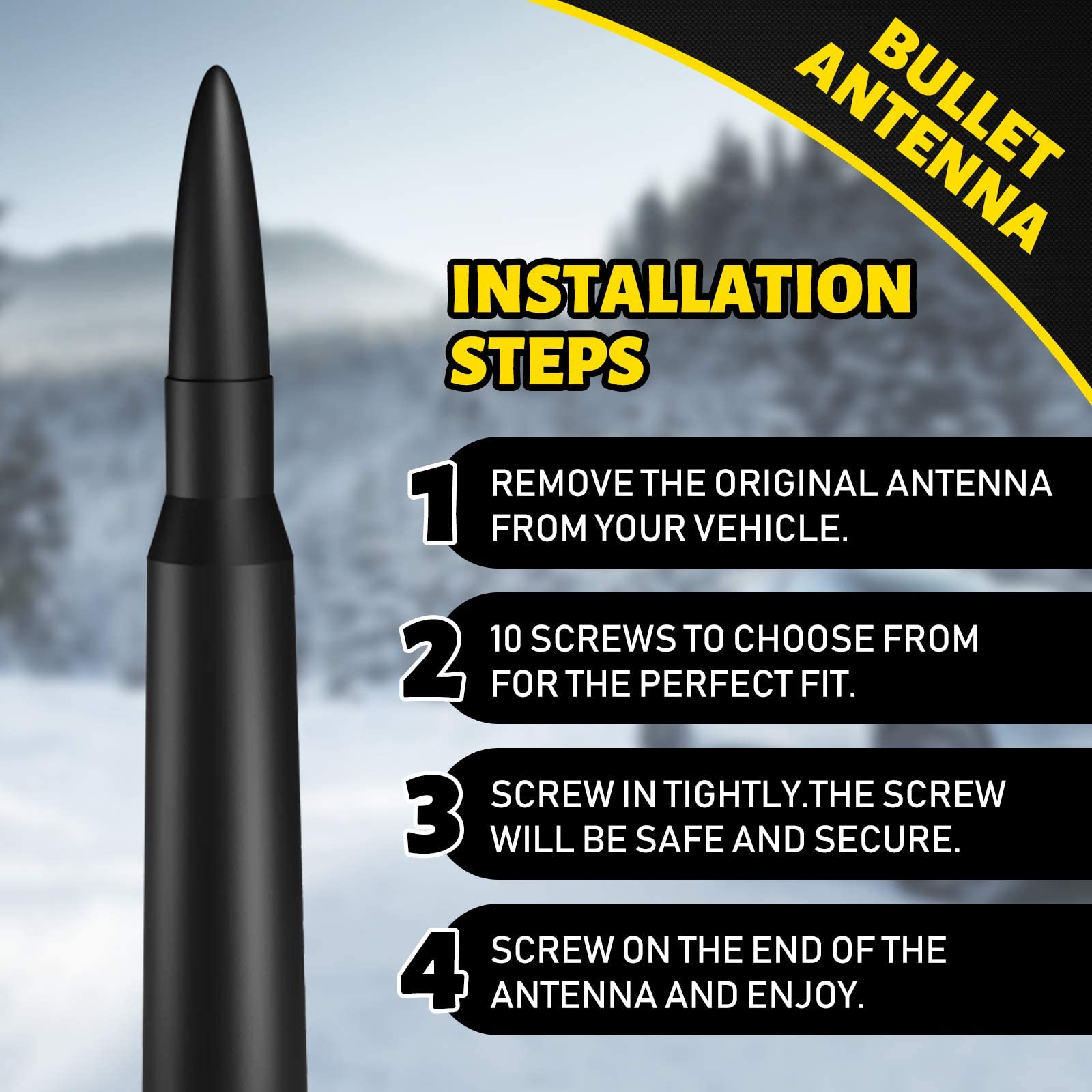 Chaogang 5.3Inch Car Short Antenna Compatible With 2007 2022 Dodge Ram 1500  Car Wash Proof   Designed For Optimized Fm/Am Recep