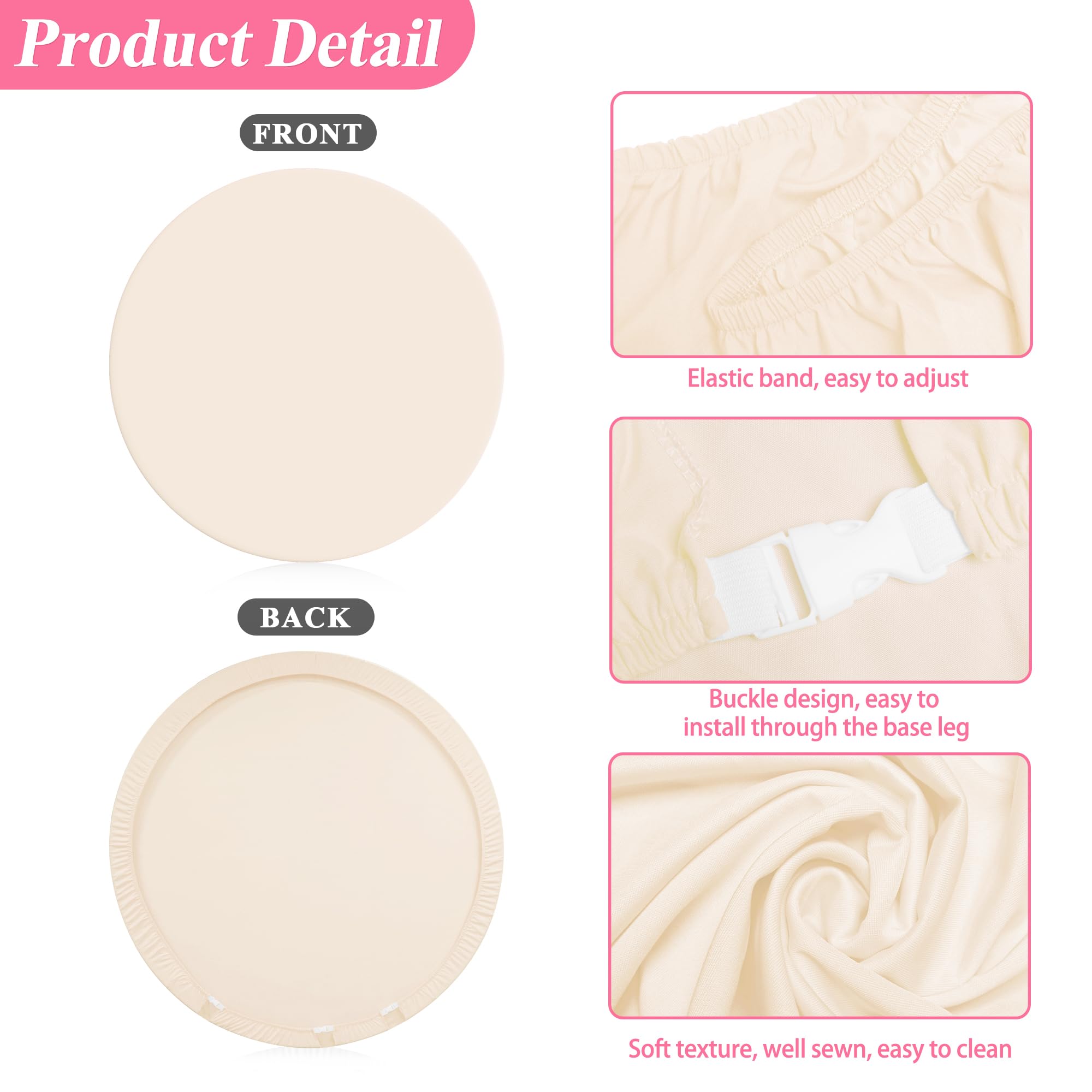 Putros 6Ft Round Backdrop Cover Beige Circle Arch Cover With Buckles Polyester Fitted Round Balloon Arch Cover For Wedding Birth