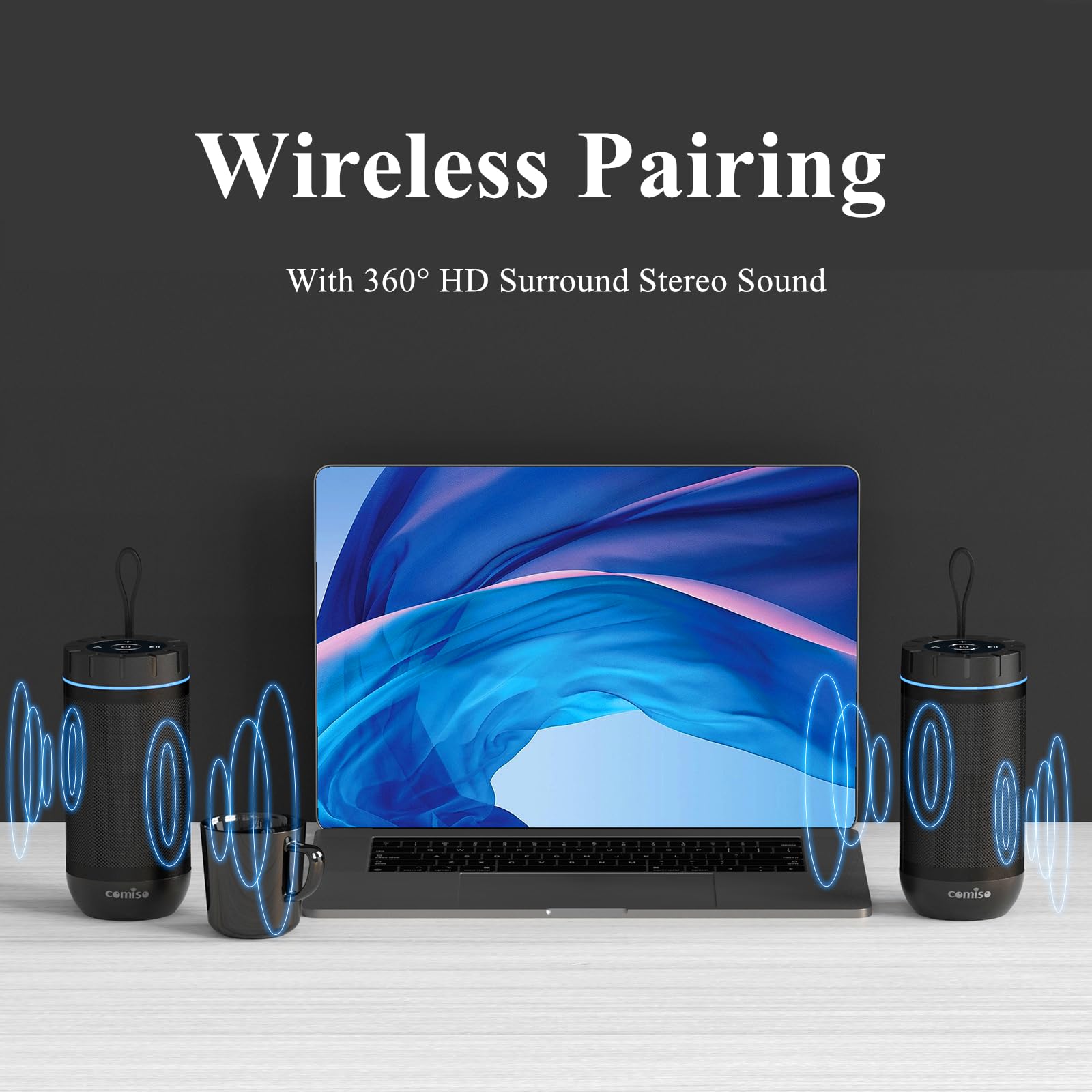 Comiso Bluetooth Speaker, Ipx5 Waterproof Portable Speaker With 360� Hd Surround Sound, Punchy Bass, Wireless Tws Pairing, 24H Playtime, Wireless Speakers For Home/Outdoor/Camping/Beach, Birthday Gift