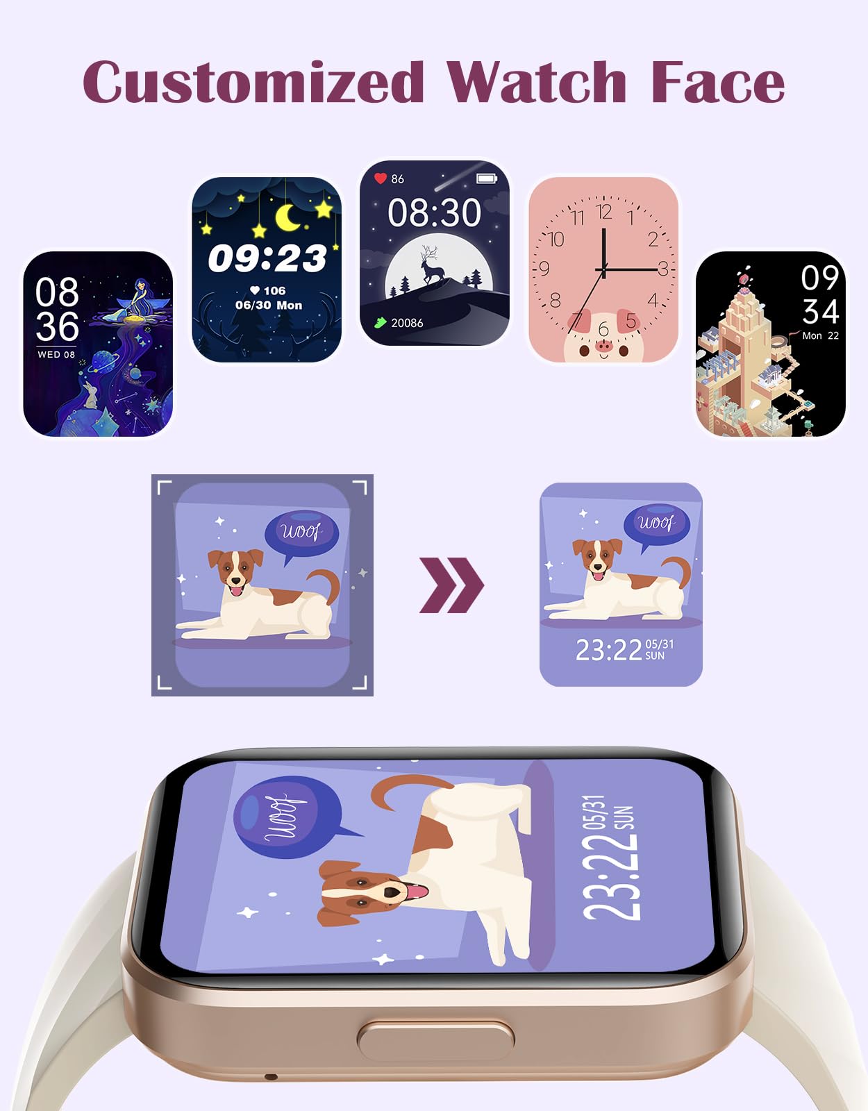 Ruimen Smart Watches For Women Men (Answer/Make Calls) Compatible With Iphone/Android Phones, 1.85'' Hd Screen Fitness Tracker H