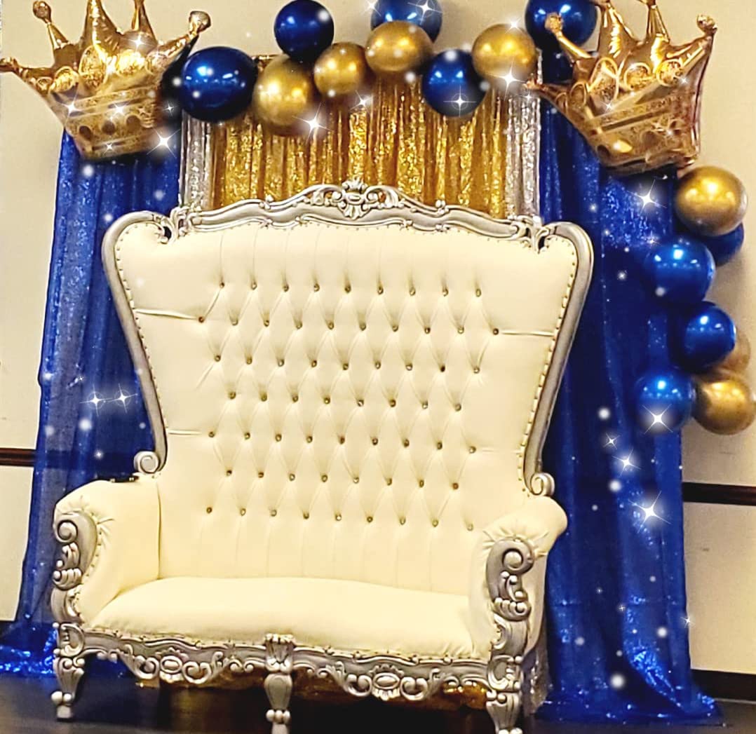 Poise3Ehome 4Pcs 2Ft X 8Ft Blue Sequin Backdrop Curtains, Glitter Photography Backdrop, Sequence Xmas Thanksgiving Backdrop (Nav