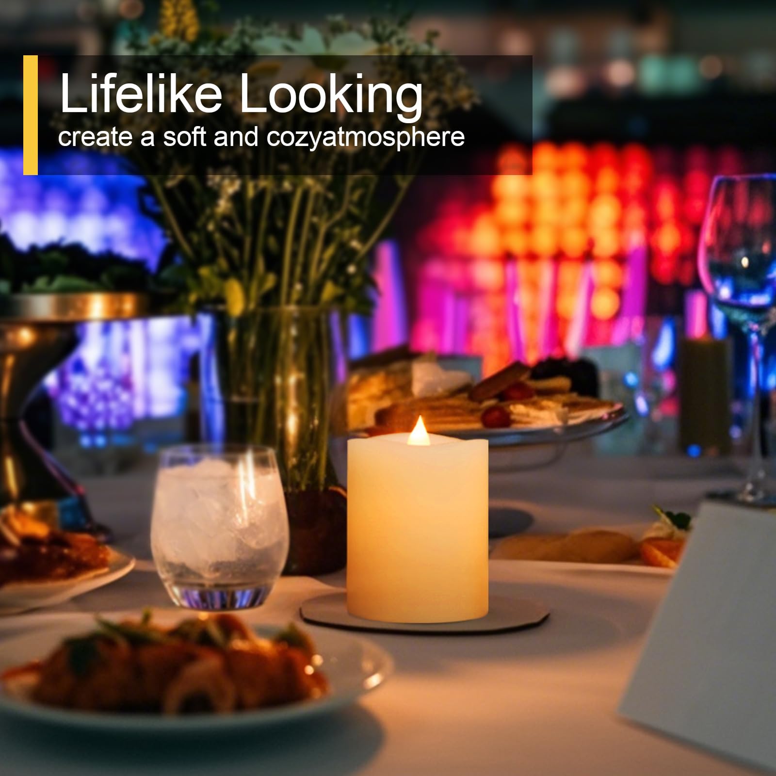 Genwelled Life Plus 3X4 Flameless Candles With Remote Set Of 1, 4 Inch Battery Candles Flickering With Timer, Led Pillar Candle