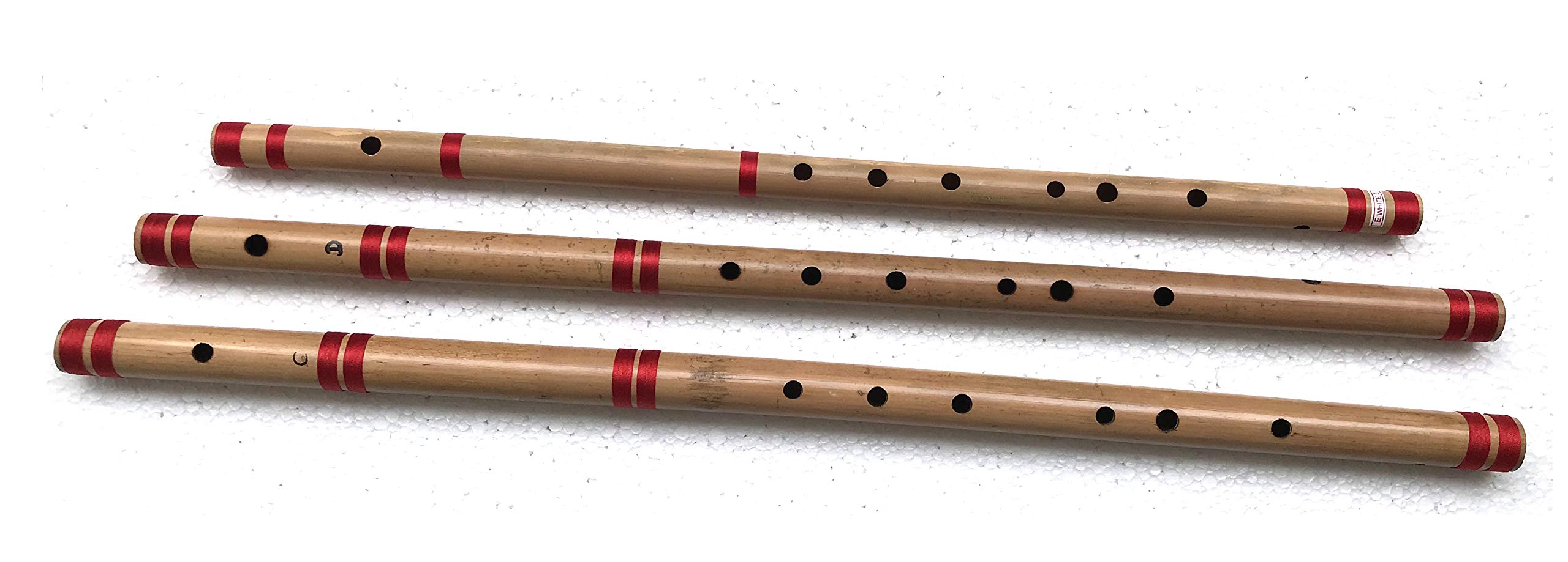 3 Bamboo Flutes C,D,E Bass Bansuri With Cover And Case