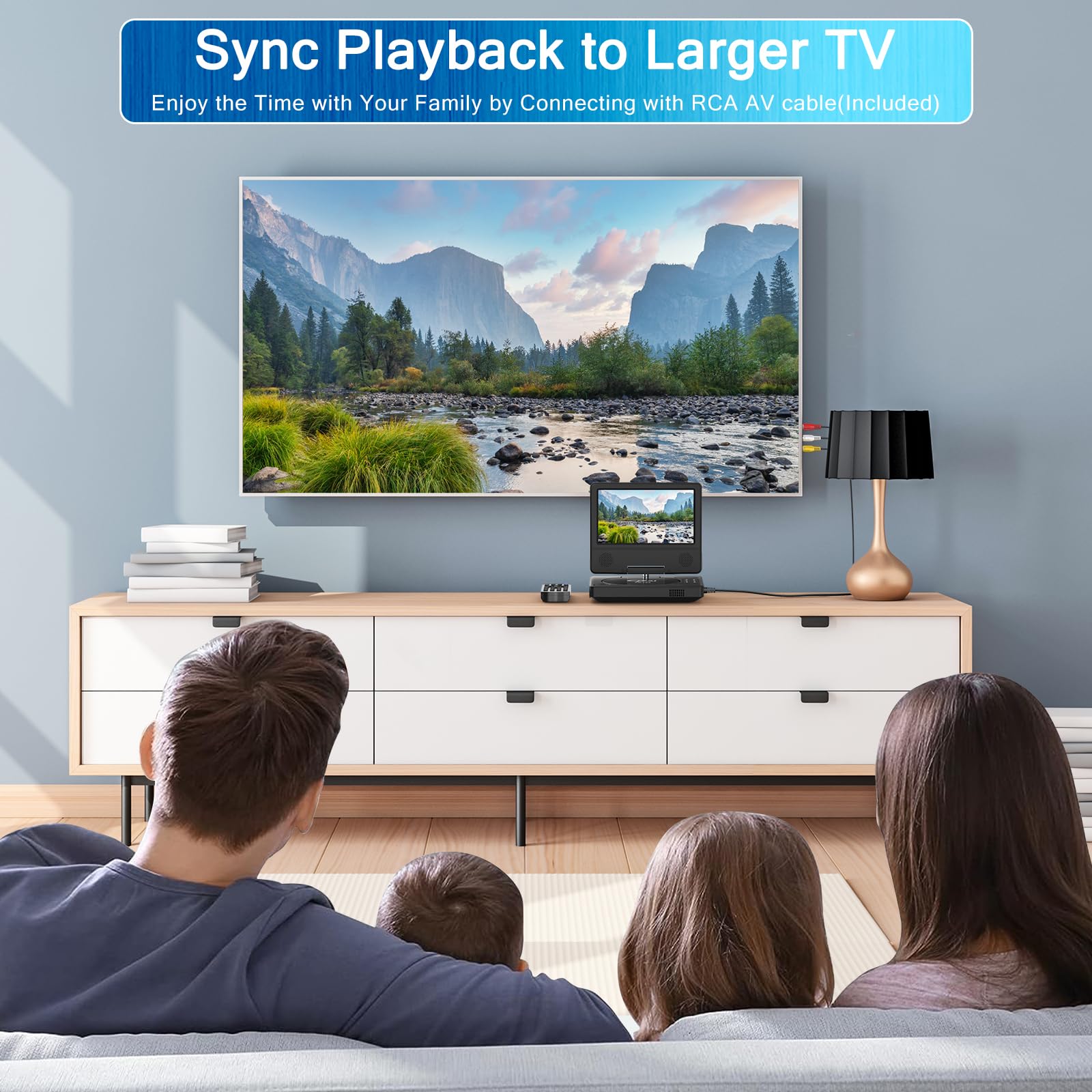 9.5'' Portable Dvd Player With 7.5'' Swivel Display Screen, 5 Hour Built In Rechargeable Battery, Car Dvd Player,Supports Sd Car