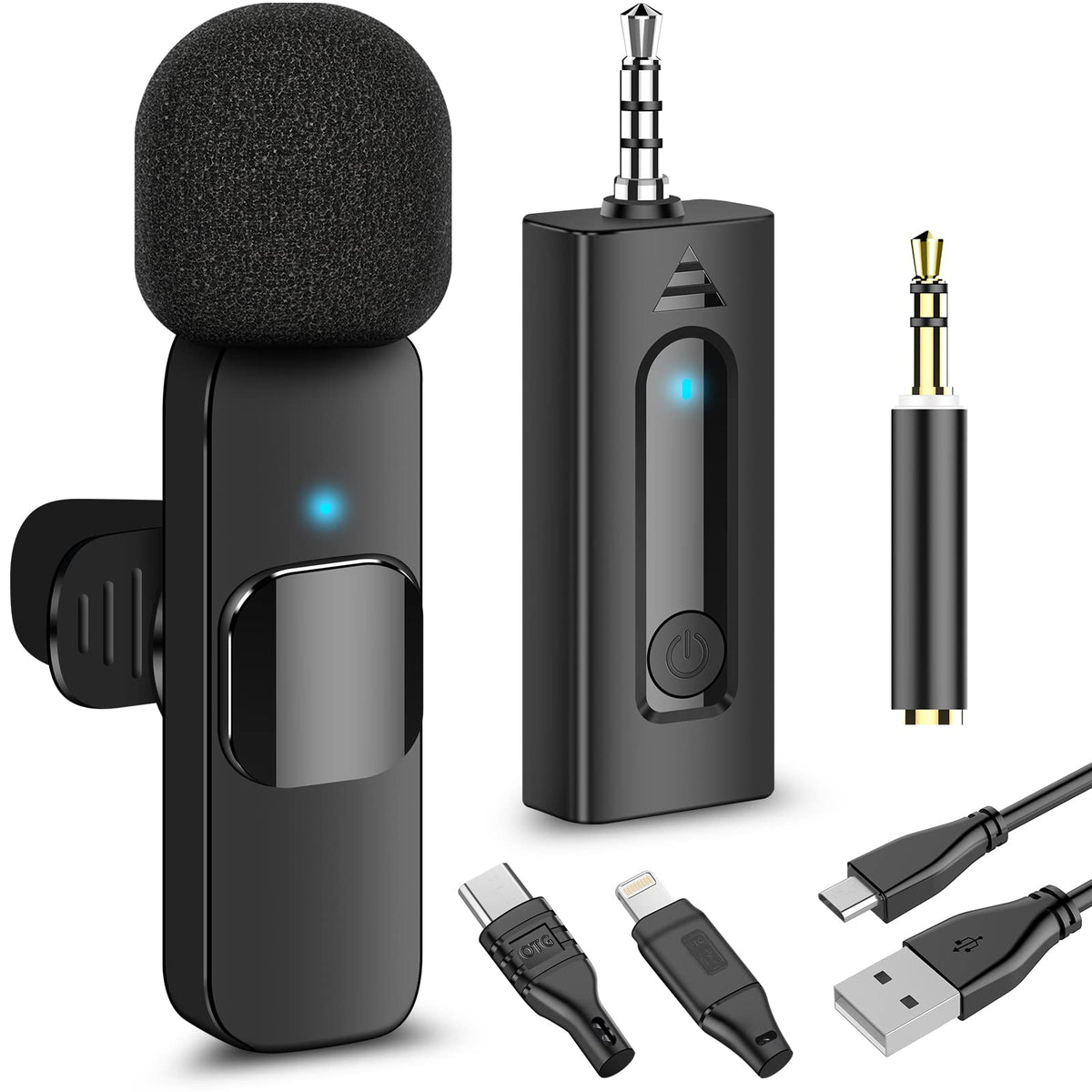 Professional Wireless Lavalier Microphone For Iphone, Android Phone, Camera   Recording Omnidirectional Condenser Mic Ultra Low
