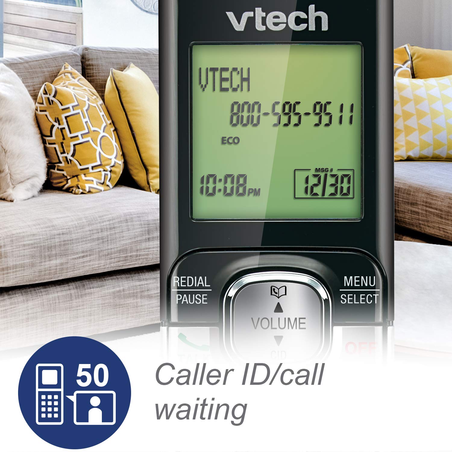 Vtech Cs6529 Dect 6.0 Phone Answering System With Caller Id/Call Waiting, 1 Cordless Handset, Silver/Black
