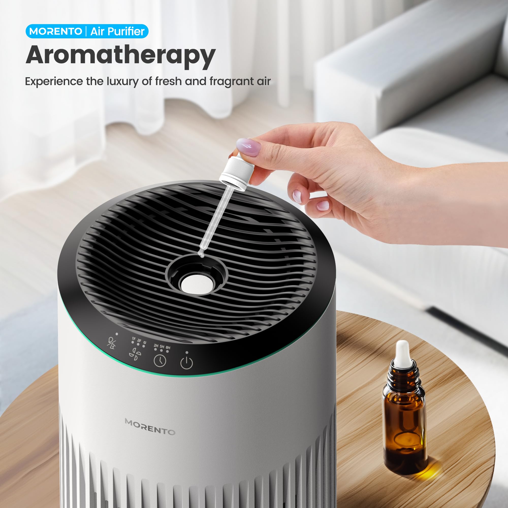Morento Air Purifiers For Home, Air Purifier For Smoke Pet Dander Odors With Fragrance Sponge, Small Air Purifier With Sleep Mod