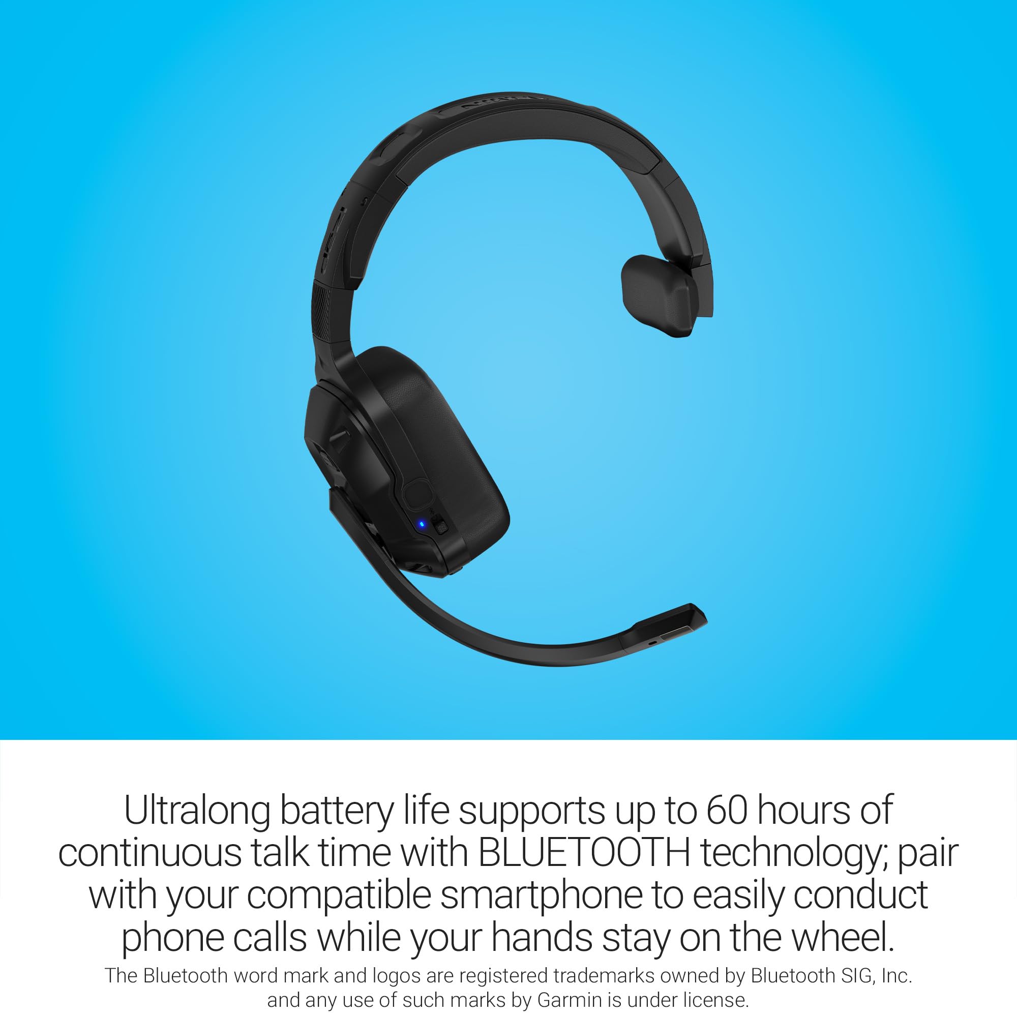 Garmin Dezl Headset 110, Premium Trucking Headset, Active Noise Cancellation, Long Battery Life, 60 Hours Of Talk Time, Built-In