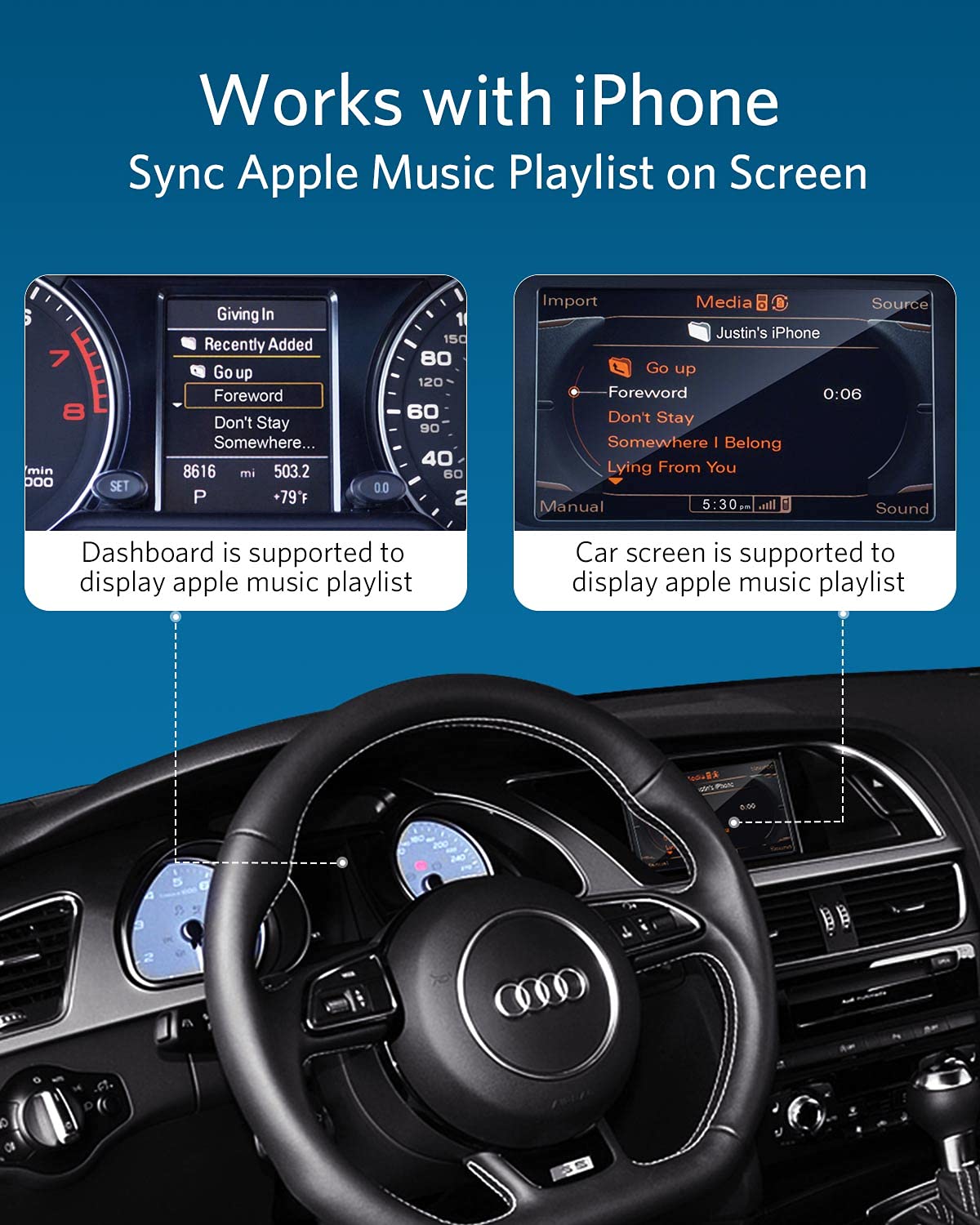 Invery Airdual Bluetooth 5.0 Aptx Hd Adapter For 2004 2009 Year Audi Mmi 2G Music Interface
