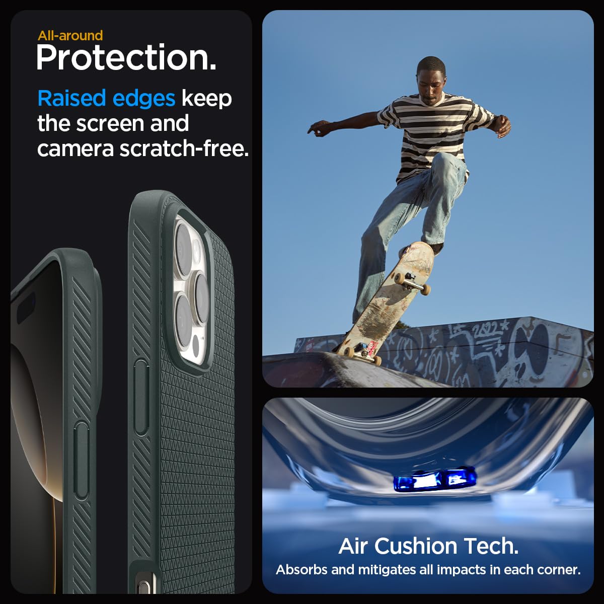 Spigen Liquid Air Designed For Iphone 16 Pro Case [Not Compatible With Magsafe], [Military Grade Protection]   Abyss Green
