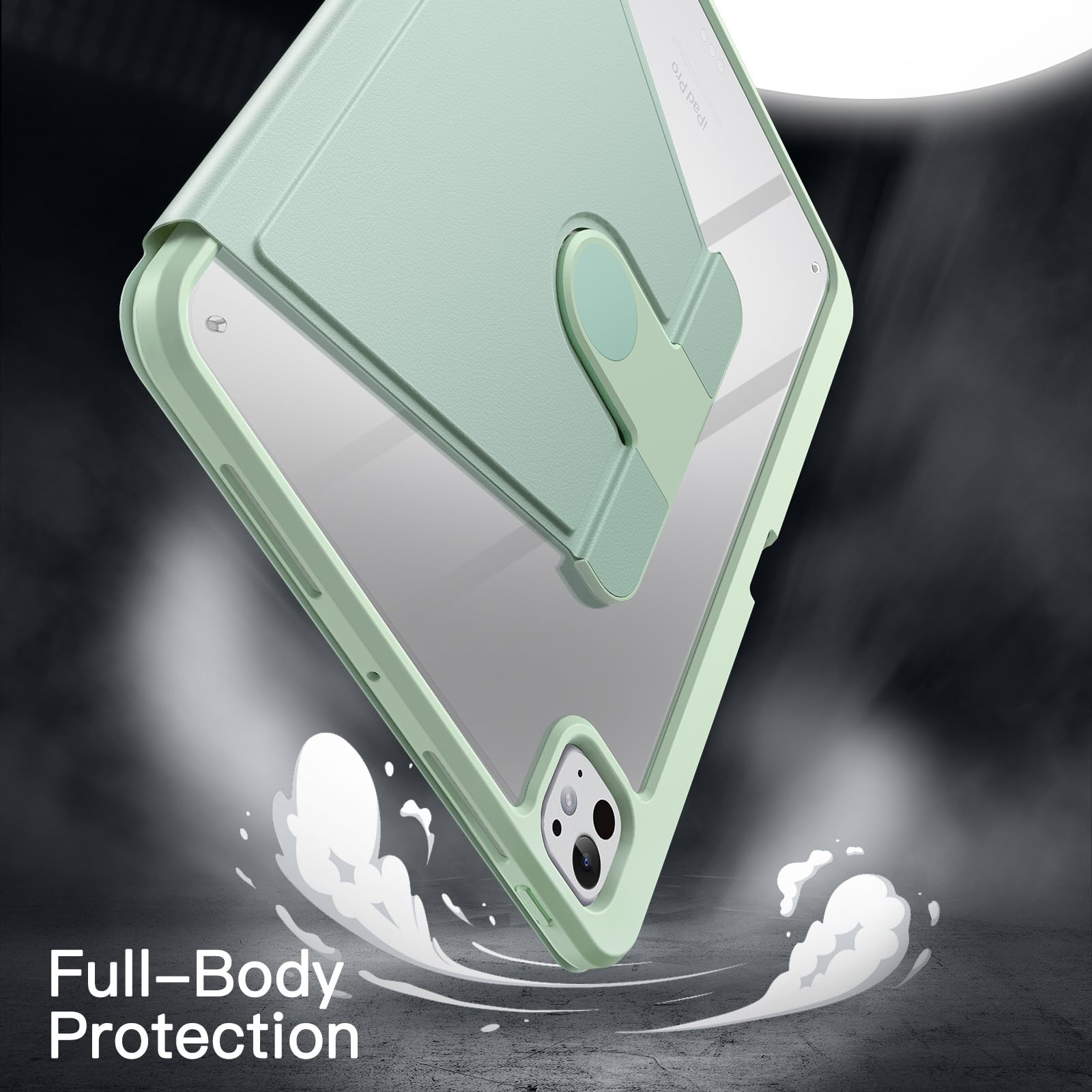 Jetech Rotating Case For Ipad Pro 13-Inch M4 (2024) With Pencil Holder, 360 Degree Rotation Protective Stand Cover Clear Back, A