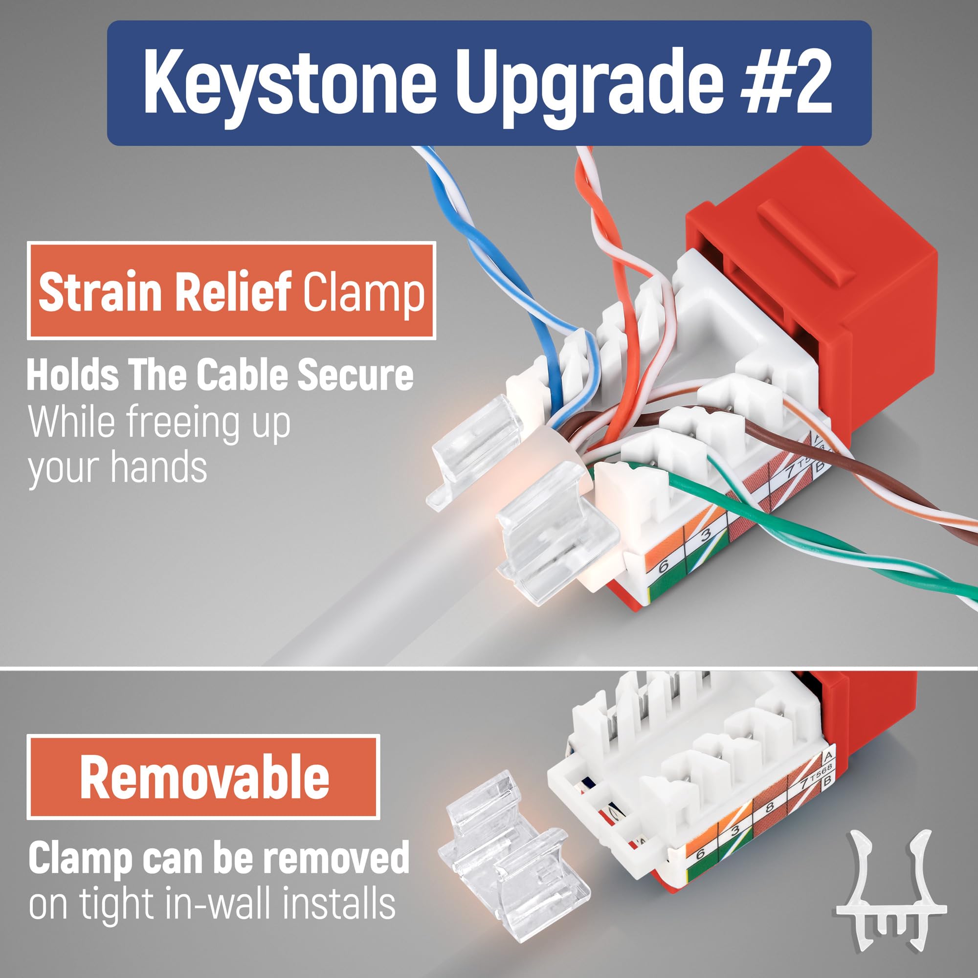 Everest Media Solutions 45 Angled Cat6 Keystone Jack In Orange   Slim Profile Rj45 Ethernet Connector   Compatible With 45 Angle