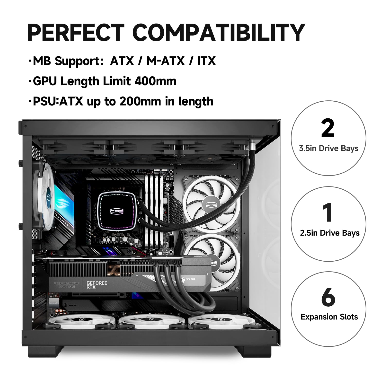 Pccooler C3T500 Argb Pc Case Mid Tower Desktop Computer Gaming Superior Case For Atx/M Atx/Itx With 6 Argb Case Fans,Column Free