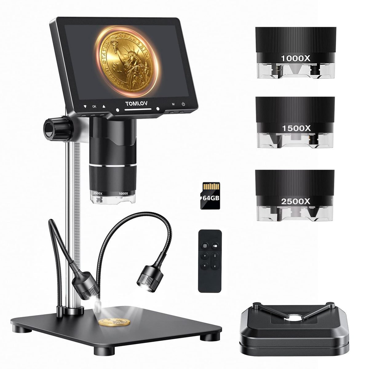 TOMLOV TriL107 3 Lens Digital Microscope 2K HDMI Black – Electroeshop