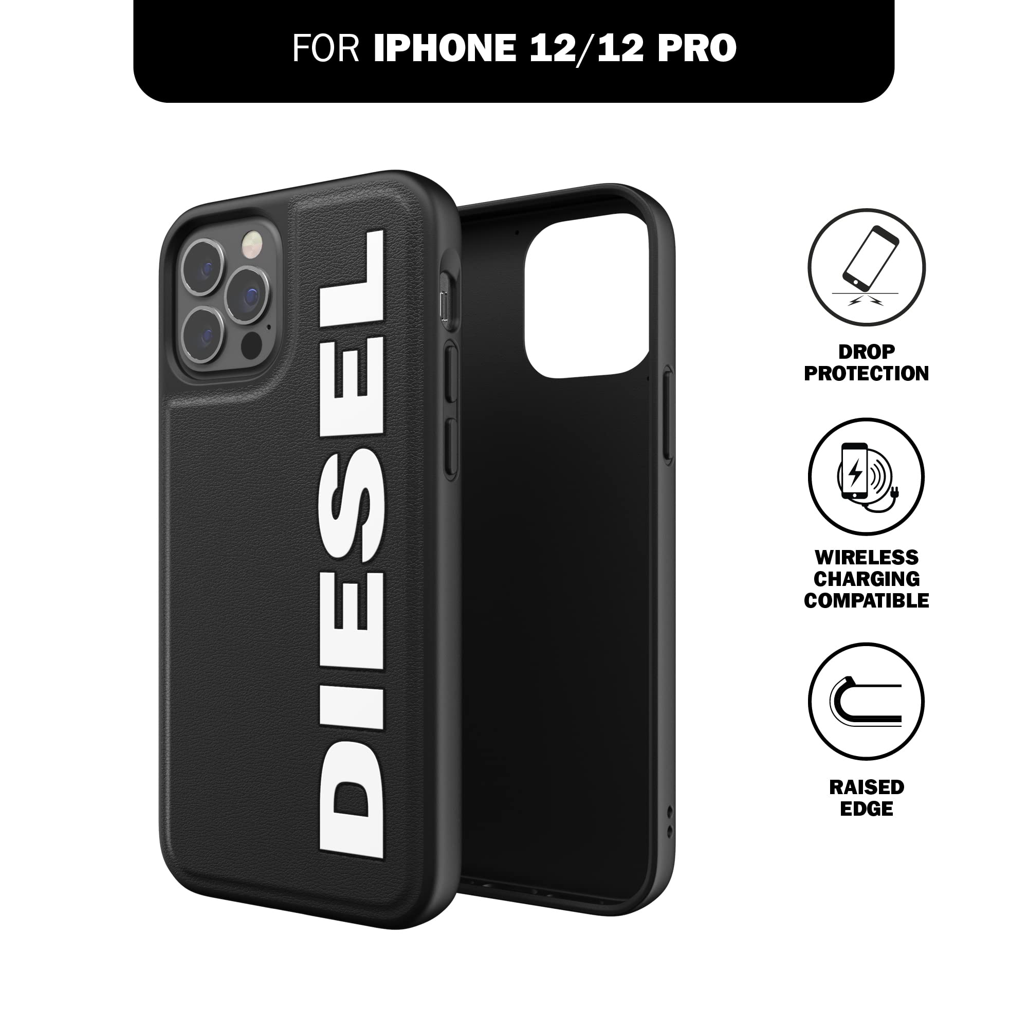 Diesel Designed For Iphone 12 / Iphone 12 Pro 6.1 Case, Moulded Core, Shockproof, Drop Tested Protective Cover With Raised Edges