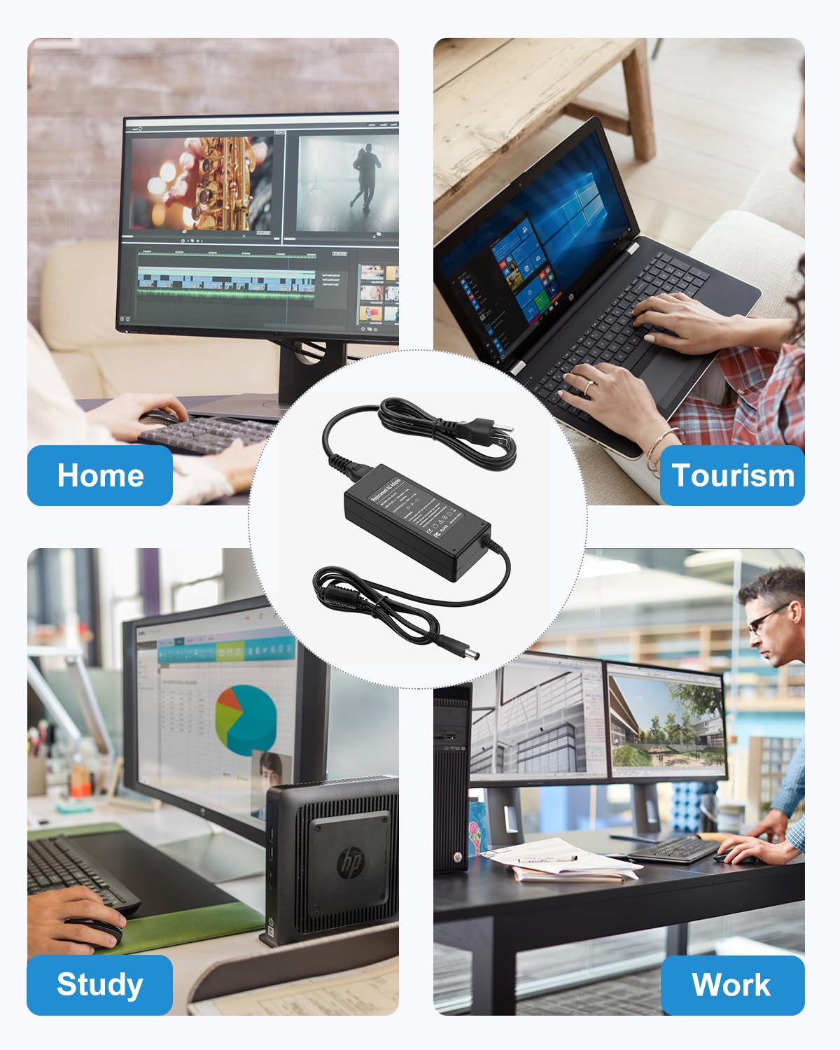 Alitove 90W 65W Power Cord Ac Adapter For Hp All In One Desktop 18'' To 27'' 22 Dd0210 Dd0110 Df0224 24 Dp0160 Dp1250 Dp1380 Cb0