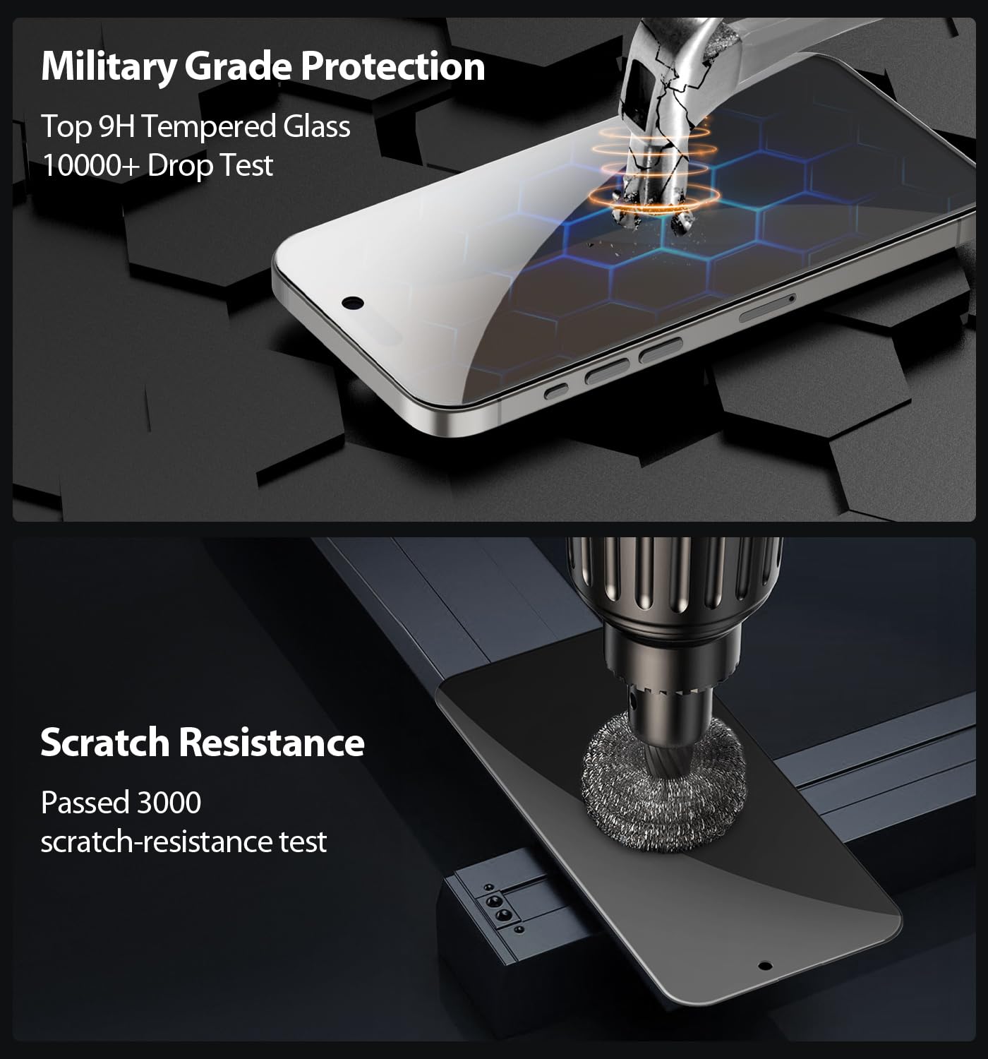 Techo Privacy Screen Protector For Iphone 16 Pro Max Tempered Glass Film, Full Coverage Edge To Edge, Anti Spy Private, 9H Hardn