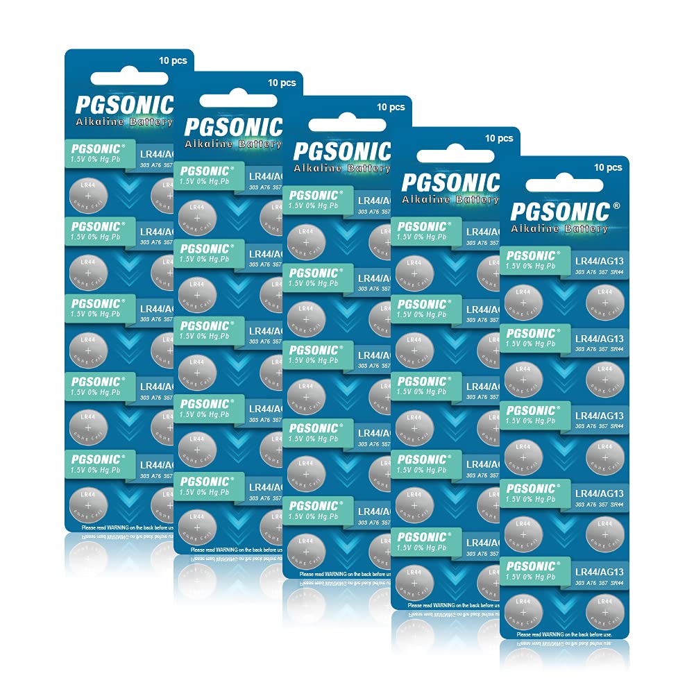 50 Pack Lr44 Ag13 A76 303 357 Sr44 Batteries, 15 Volt Alkaline Button Cell Batteries With Long Lasting Power