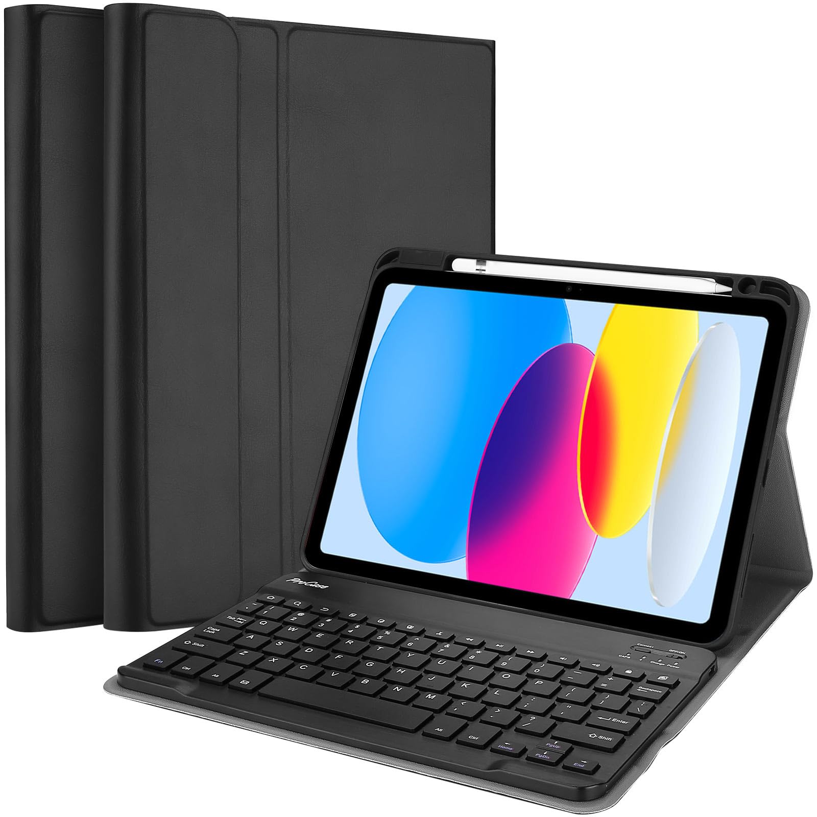 ProCase Case with Keyboard for iPad 10th Generation 10.9 inch 2022, PU Leather Case with Magnetically Detachable Wireless Keyboa