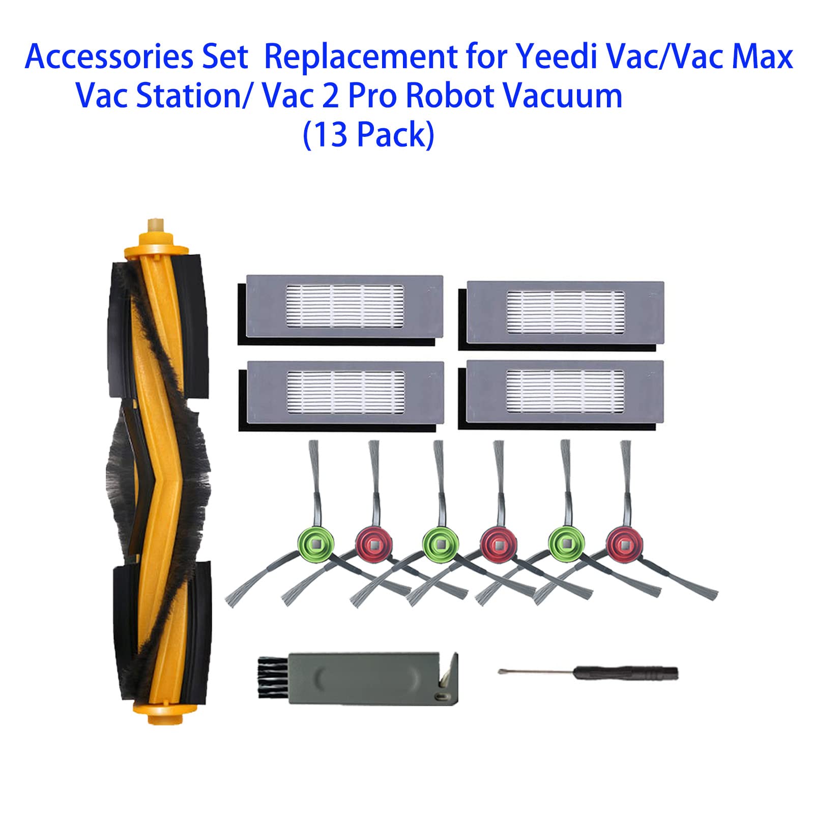 13 Pcs Accessories Set Replacement For Yeedi Vac/Vac Max/Vac Station/Vac 2 Pro Robot Vacuum Main Side Brush Filter Replacement P