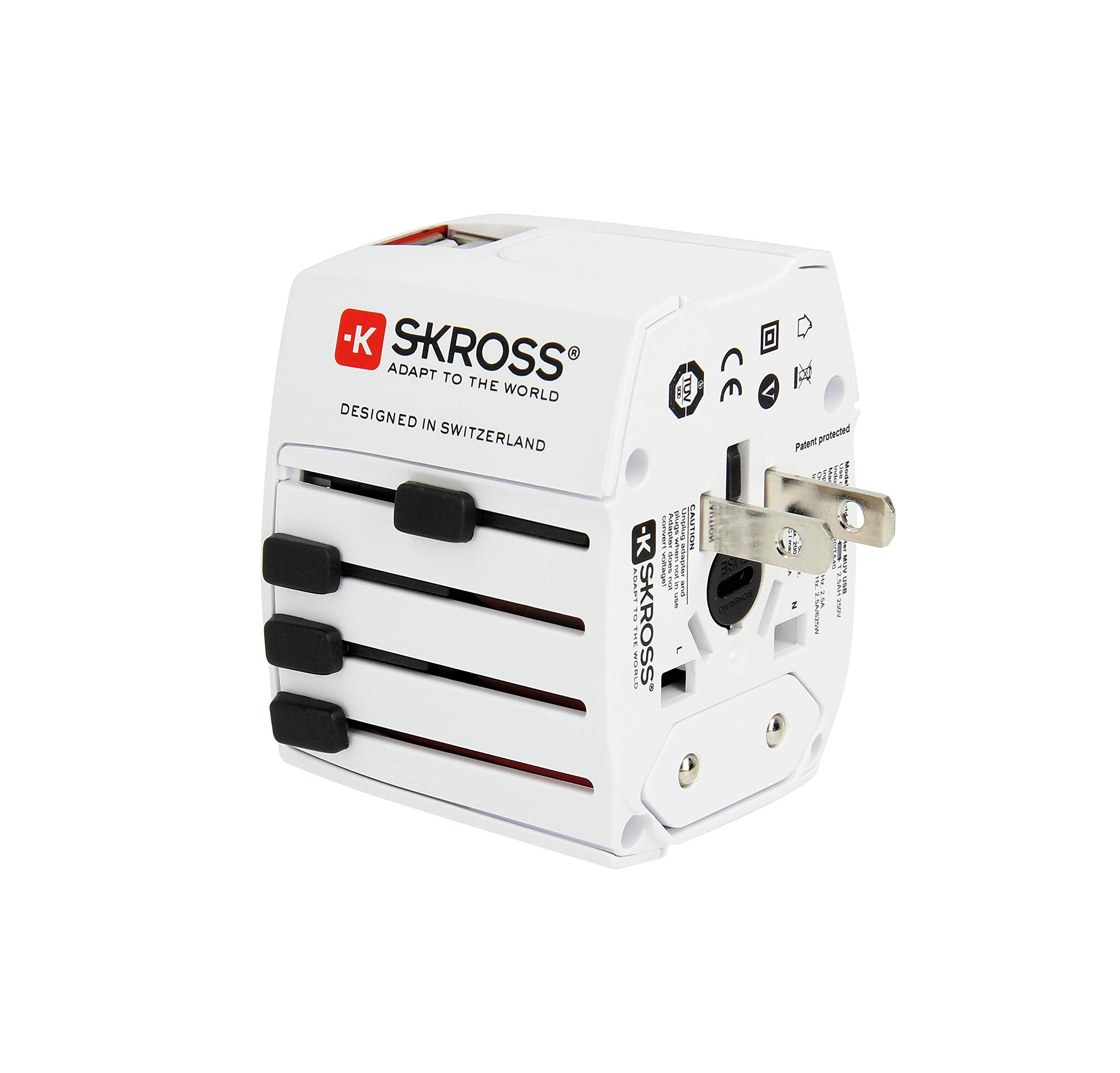 Skross White 1.302930 World Adapter Muv Usb (Type E,Type F) For Ac Adapters, Charges Smartphone And Tablet Simultaneously