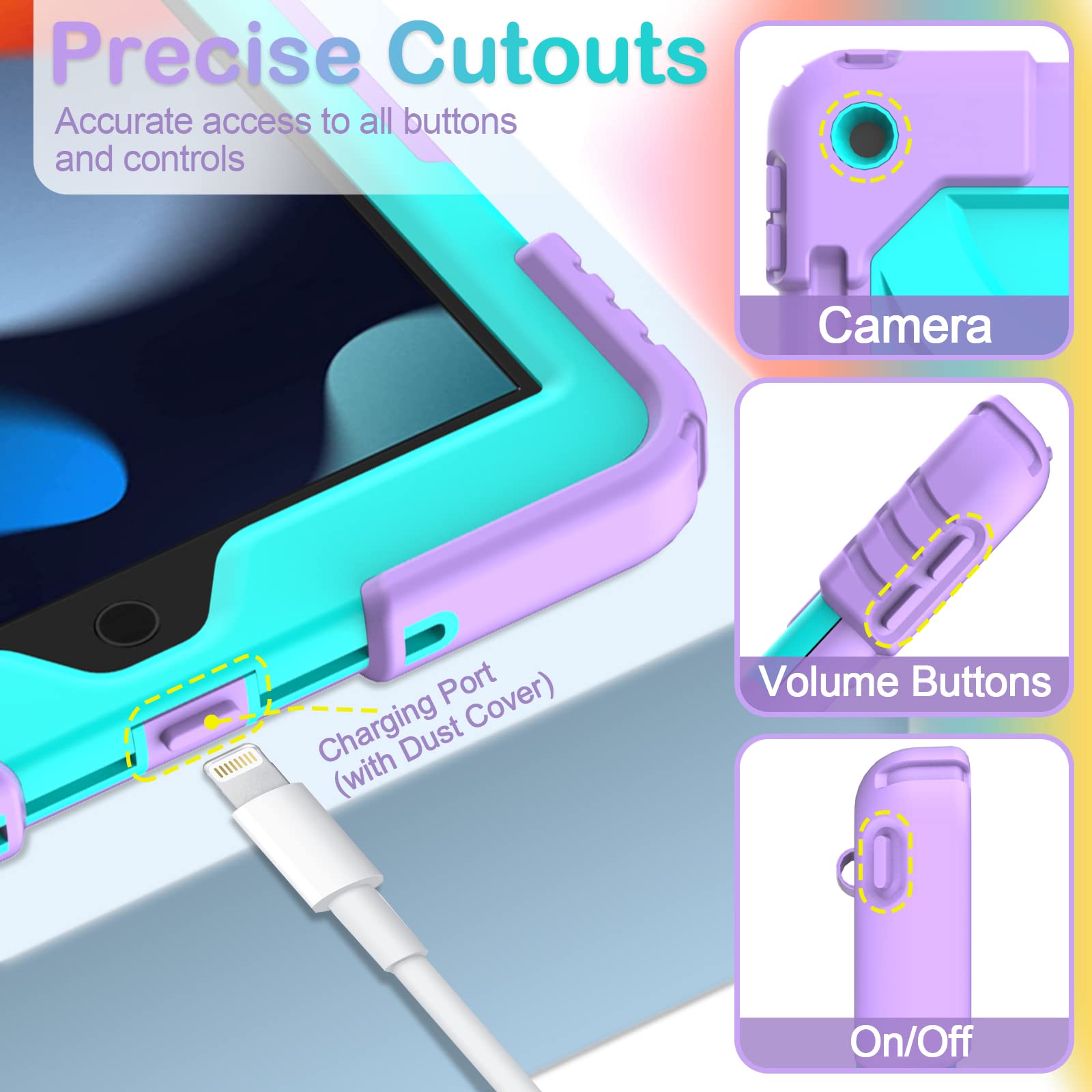 Bmouo Ipad 9Th/8Th/7Th Generation Case, Ipad 10.2 Case, Shockproof 360 Rotating Stand Shoulder Hand Strap Ipad 9Th/8Th/7Th Gen C