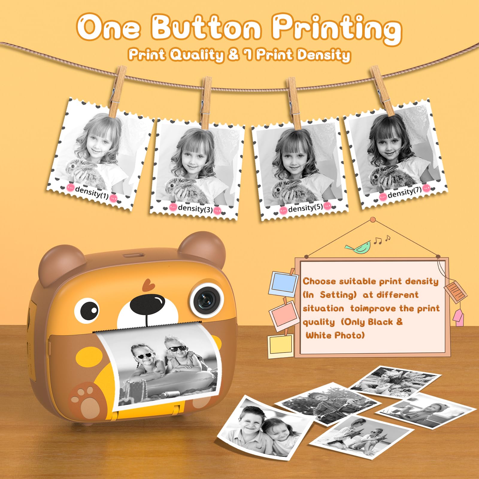 Kids Instant Camera For 3 12 Years Old Kids Toddlers Childrens Boys Girls Birthday Gifts 2.4 Inch Screen 12Mp / 1080P Hd Video C