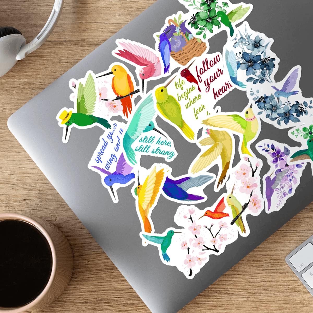 Goleex 20 Pack Pcs Hummingbird Waterproof Vinyl Stickers Aesthetic Animal Sticker Laptop Phone Bottles Luggage Decals Journaling