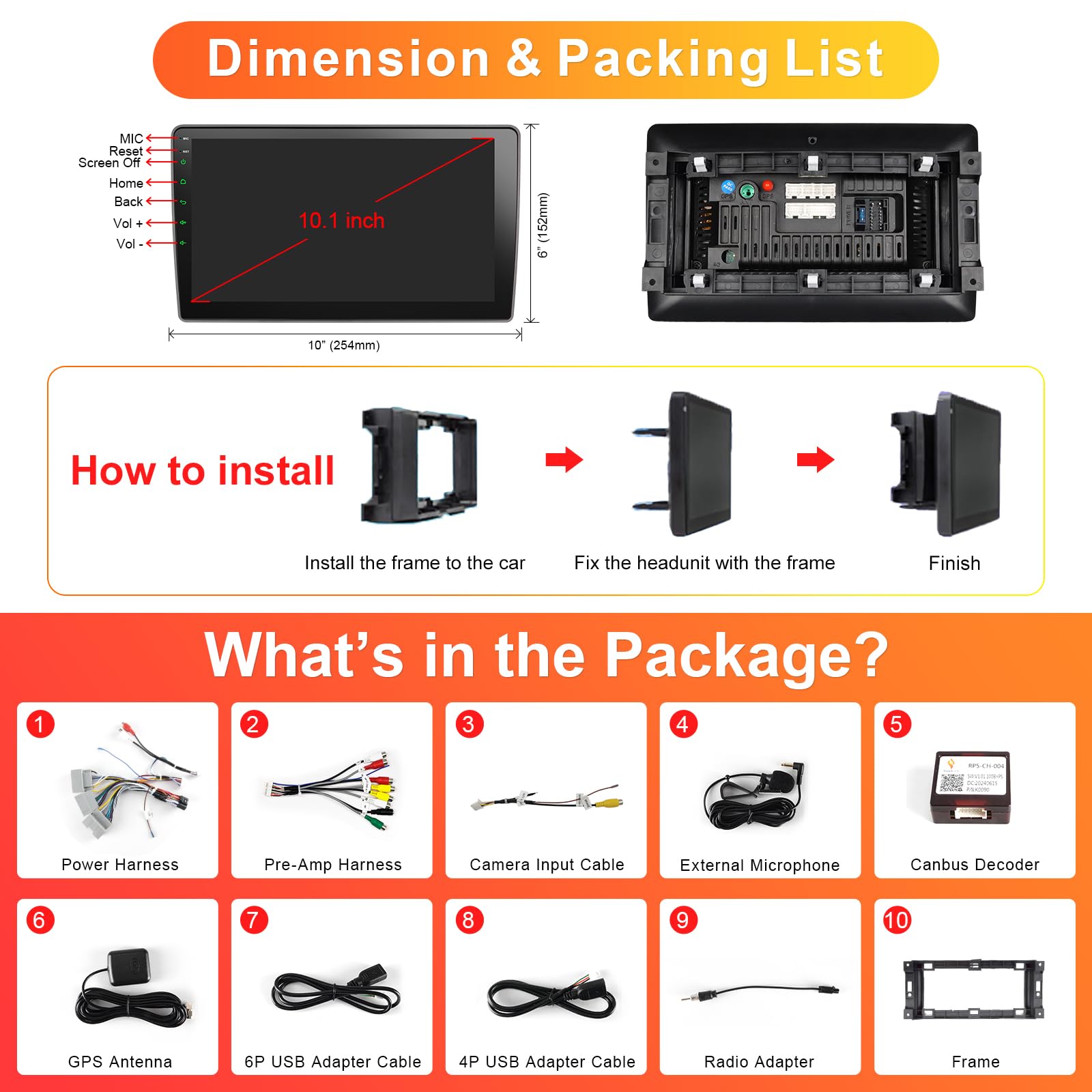 Cogamichi 10.1 Inch Android 12 Touch Screen Radio Upgrade Replacement Compatible With Jeep Jk Wrangler, Compass, Grand Cherokee,