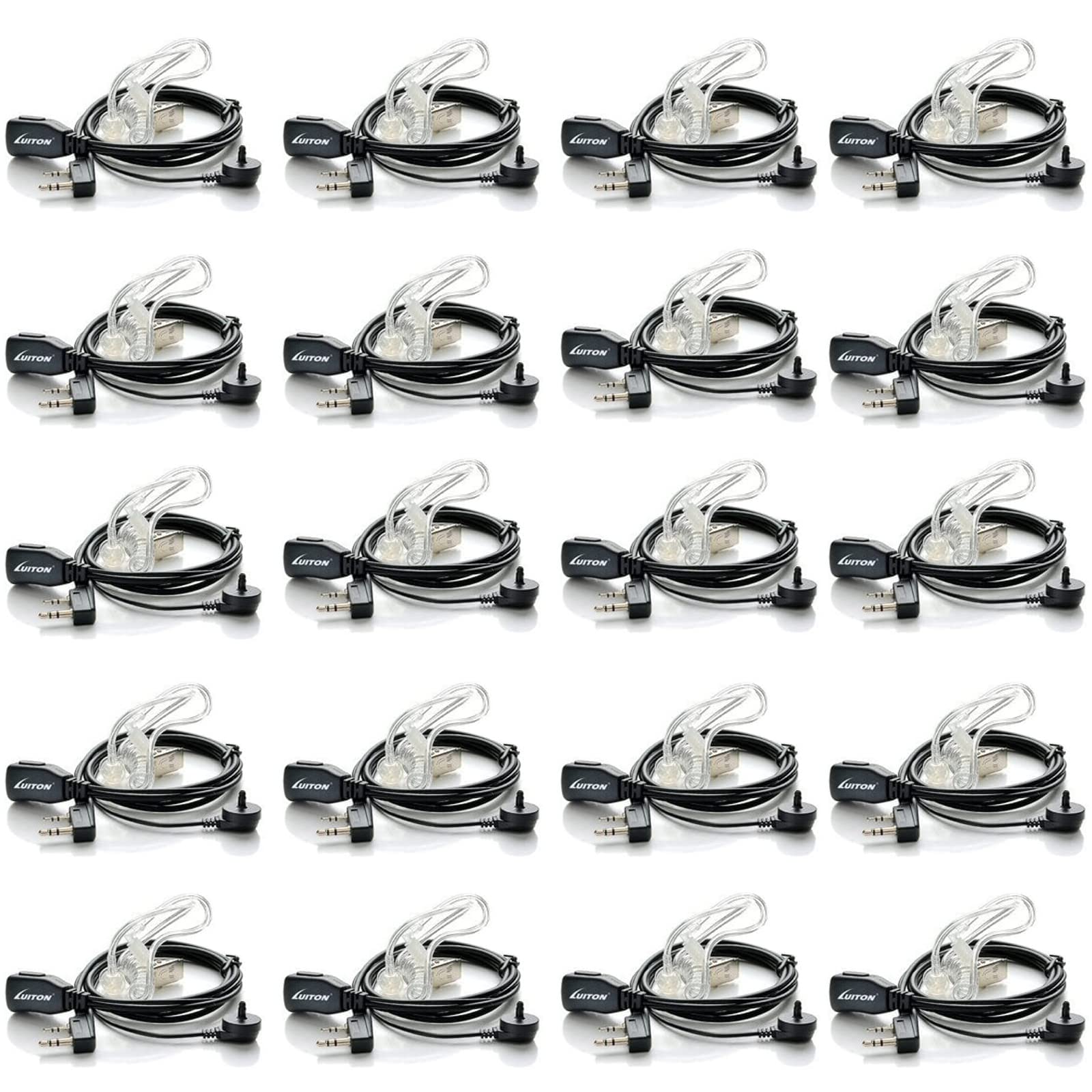 20 Pack Walkie Talkie Earpiece With Mic For Baofeng Radio Retevis Headset For Baofeng Uv 5R Bf 888S Arcshell Retevis H 777 Rt21 Rt22 Kenwood 2 Way Radio By Luiton