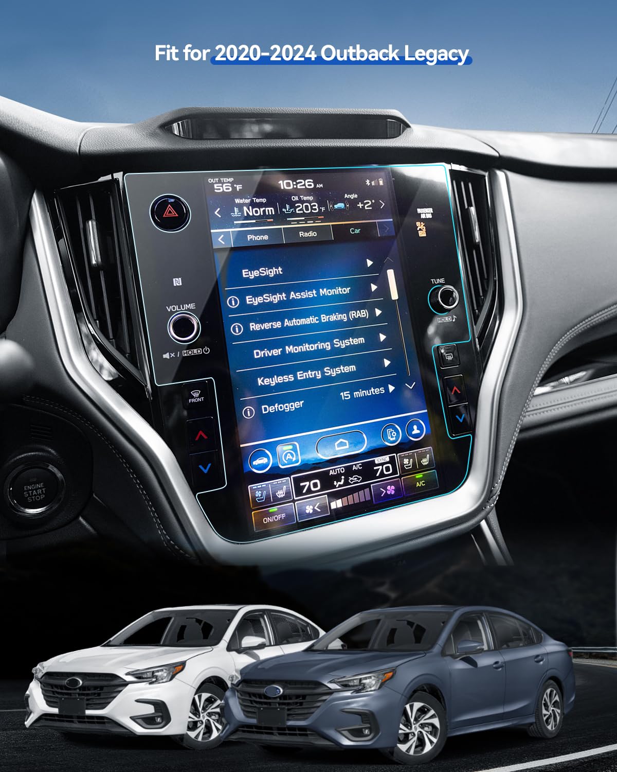 Lantu Matte Screen Protector For 2024 2023 2022 2021 2020 Subaru Outback Legacy Starlink Accessories Tempered Glass Anti Glare 1