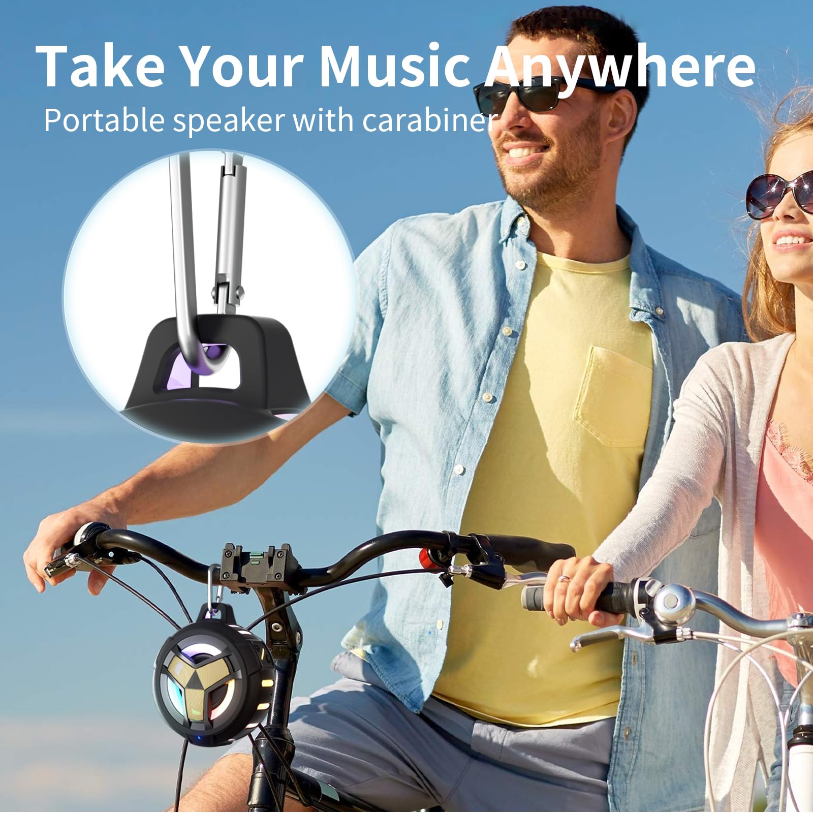 Eboda Waterproof Bluetooth Speaker, Shower Wireless Speaker, Ip67 Waterproof, Led Light, Floating, Portable Speakers For Travel, Pool, Beach, Kayak, Gifts For Men Black Golden Special Edition