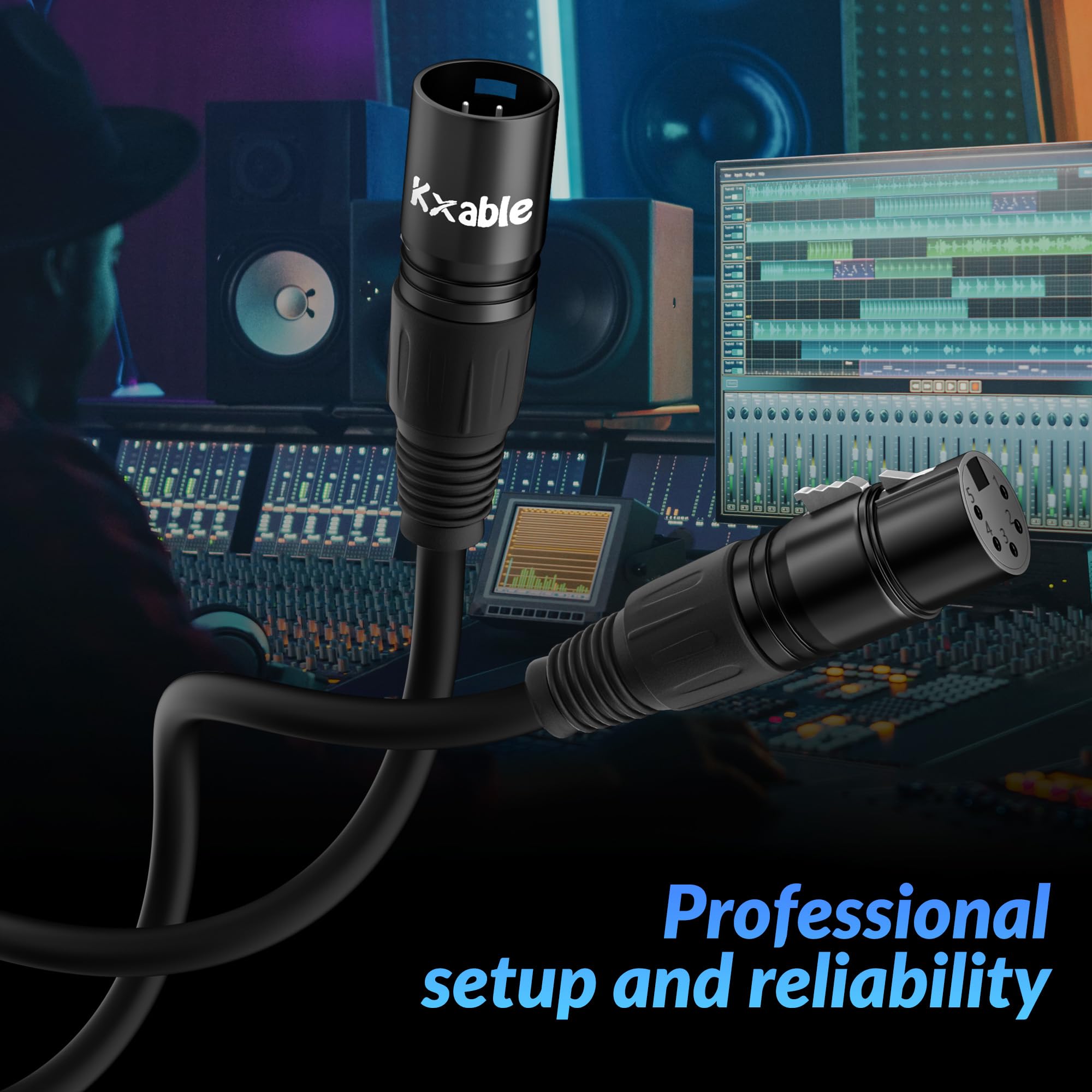 5 Pin Dmx Xlr Cable 35Ft, Dmx512 Male To Female Stage Light Cable, Premium Signal Transmission For Stage Lighting & Controller,