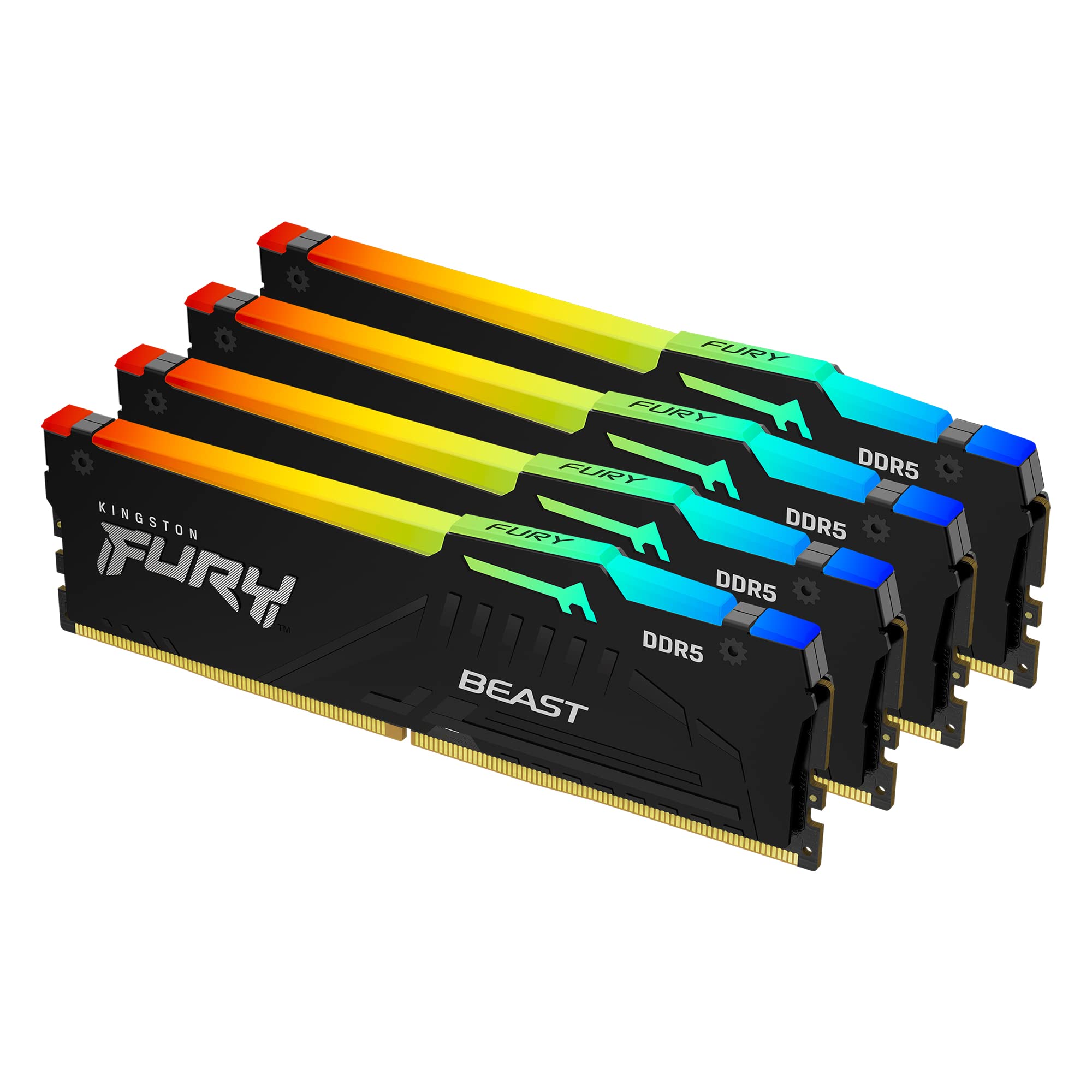 Kingston FURY Beast RGB 64GB (4x16GB) 6000MT/s CL40 DDR5 XMP DIMM | Overclocking | Intel XMP 3.0 | Kit of 4 | KF560C40BBAK4-64