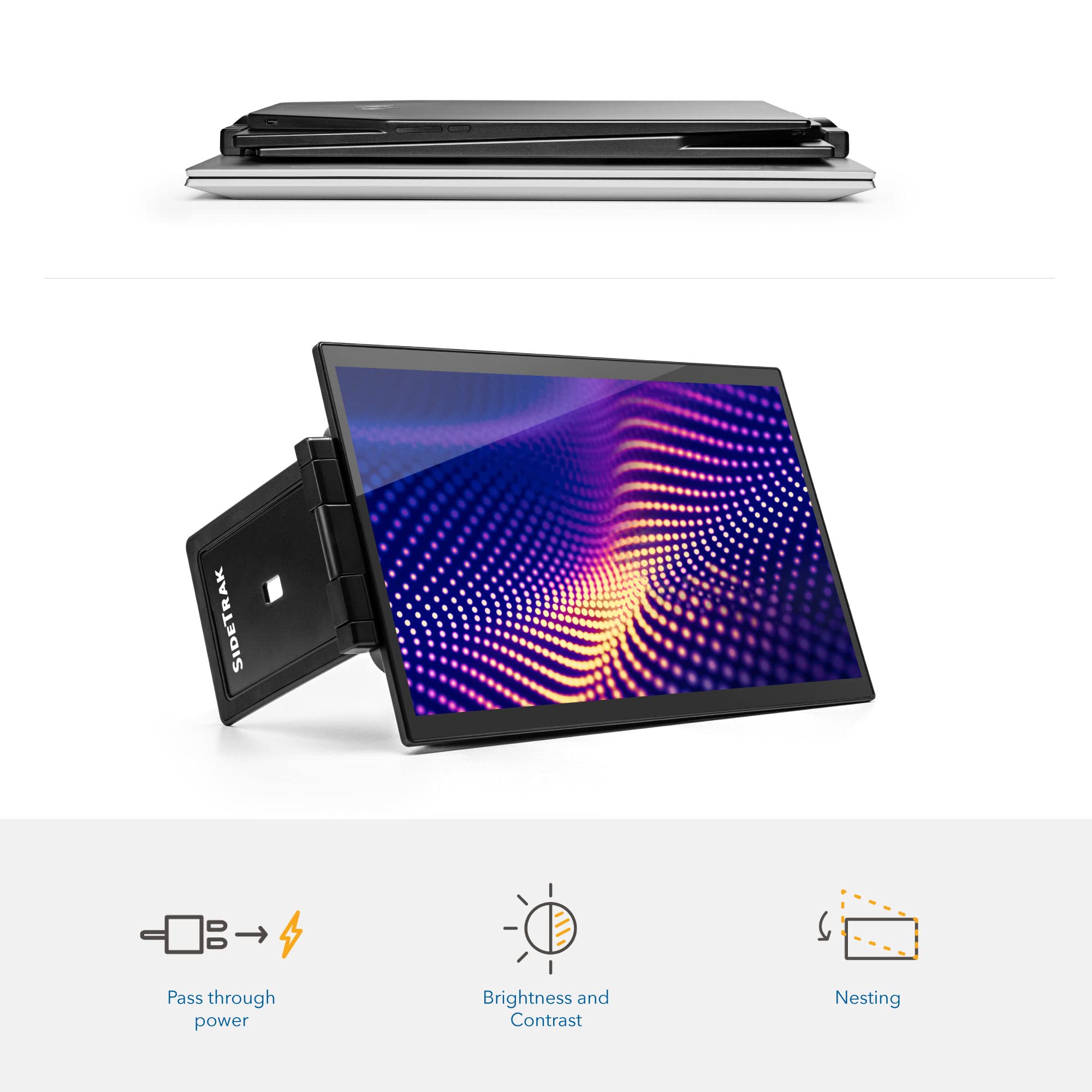 Sidetrak Swivel Pro Triple 13.3'' Ultra Slim Attachable Portable Monitor, Fhd Ips 1080P Laptop Screens With Kickstand + Unique P