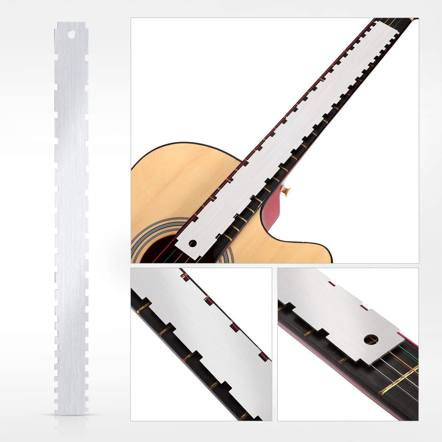 Set Of 3, Notched Straight Edge Guitar Luthiers Tool, String Action Ruler Gauge, Fret Rocker String Height Gauge For Most Guitar